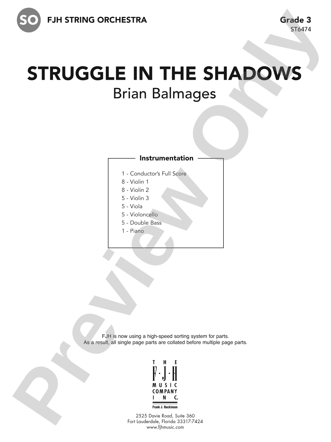 Struggle in the Shadows: String Orchestra Conductor Score & Parts