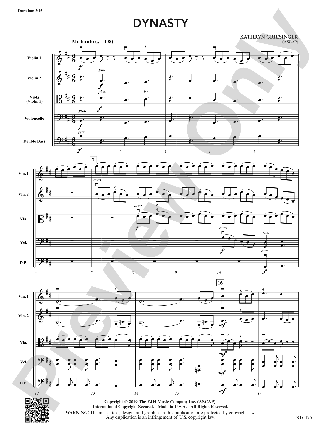 Dynasty: String Orchestra Conductor Score & Parts