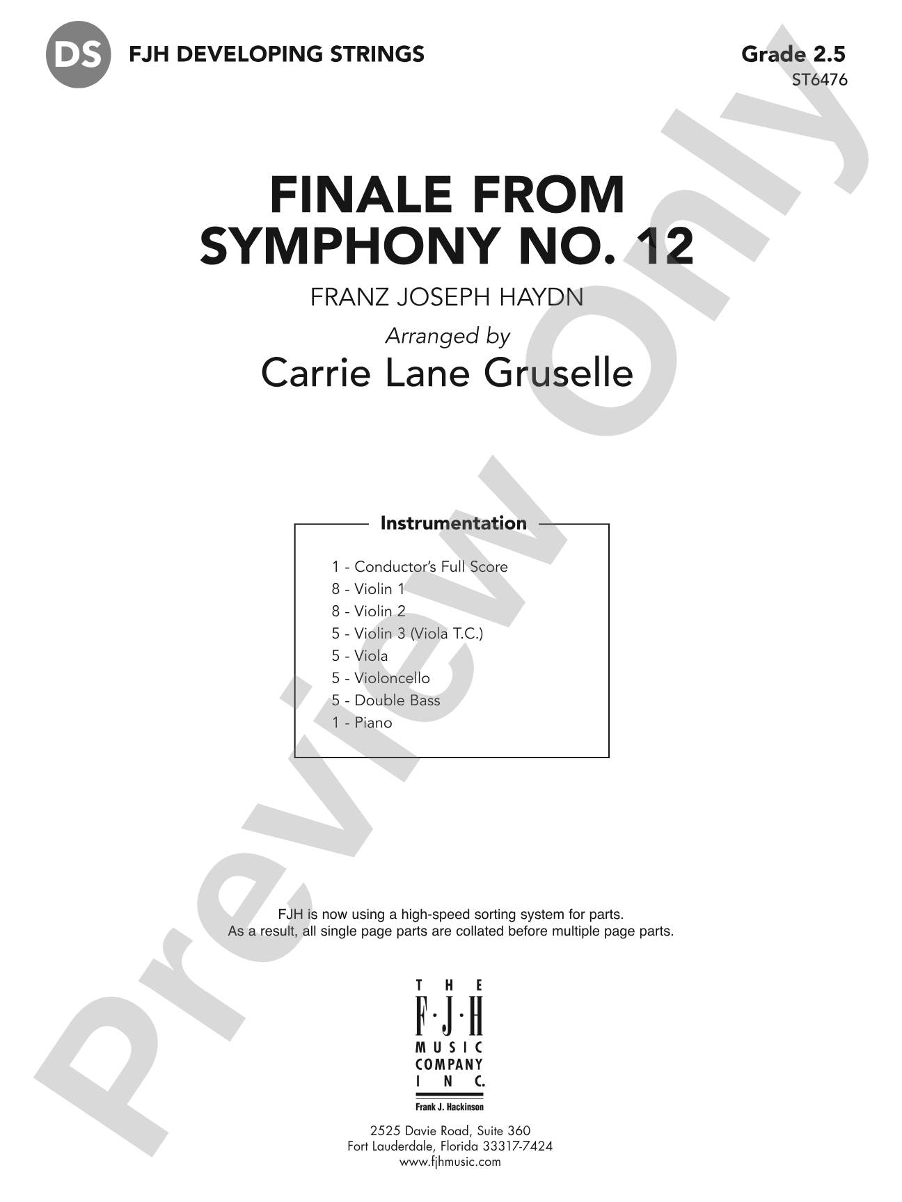 Finale from Symphony No 12: String Orchestra Conductor Score & Parts