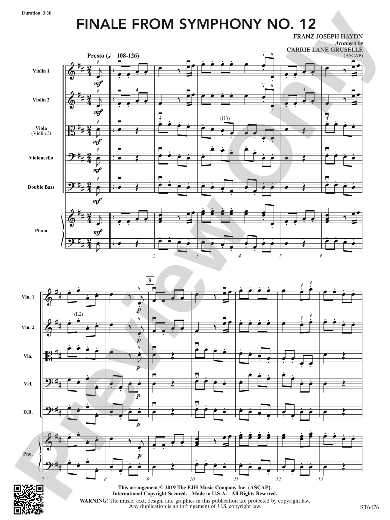 Finale from Symphony No 12: String Orchestra Conductor Score & Parts