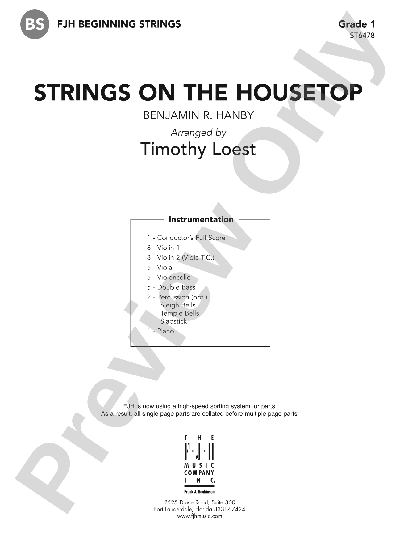 Strings on the Housetop: String Orchestra Conductor Score & Parts