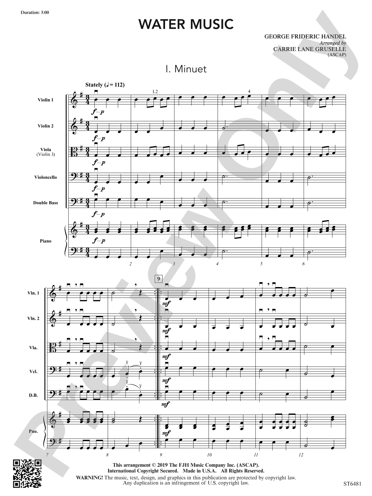 Water Music: String Orchestra Conductor Score & Parts