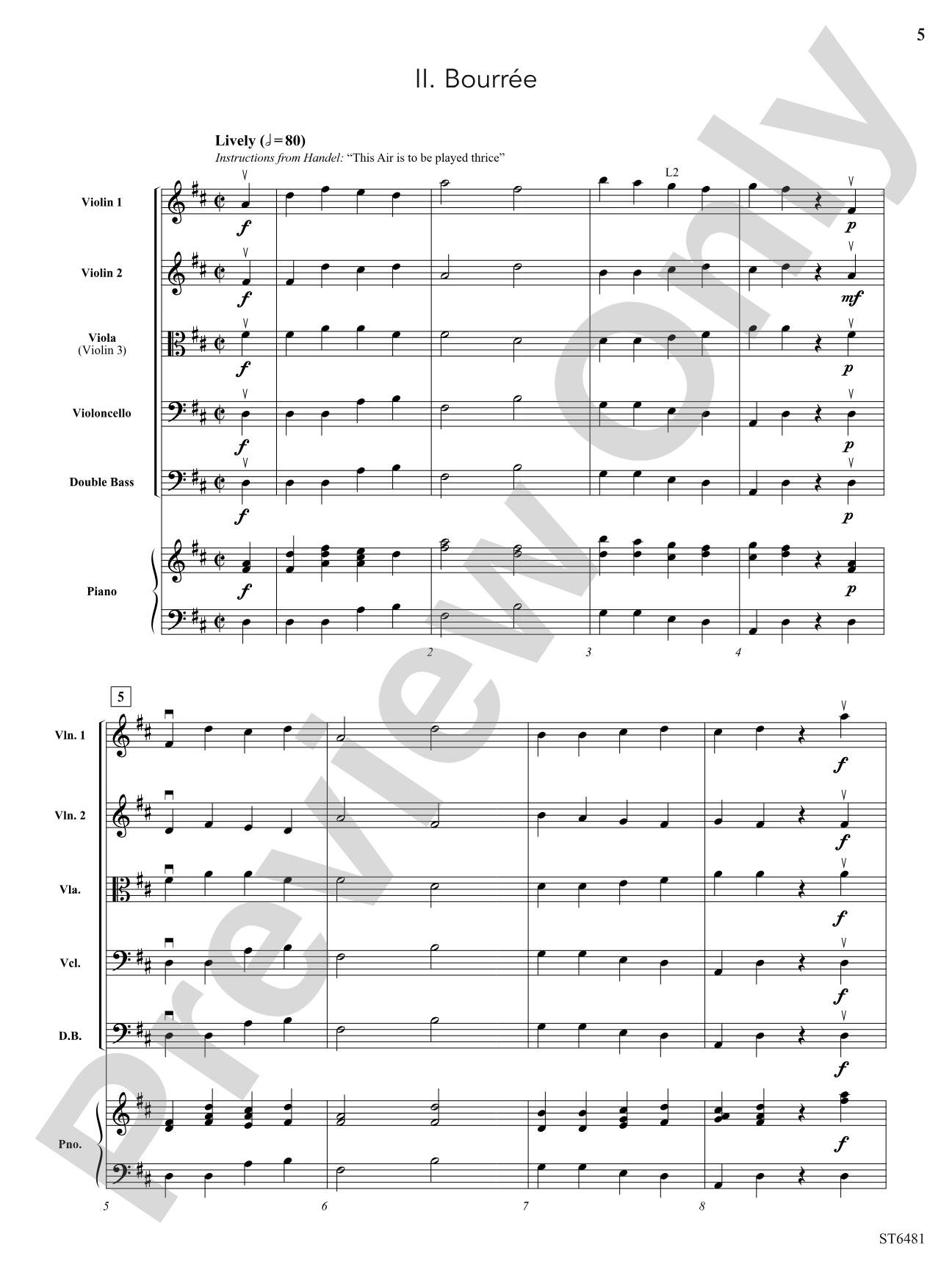 Water Music: String Orchestra Conductor Score & Parts
