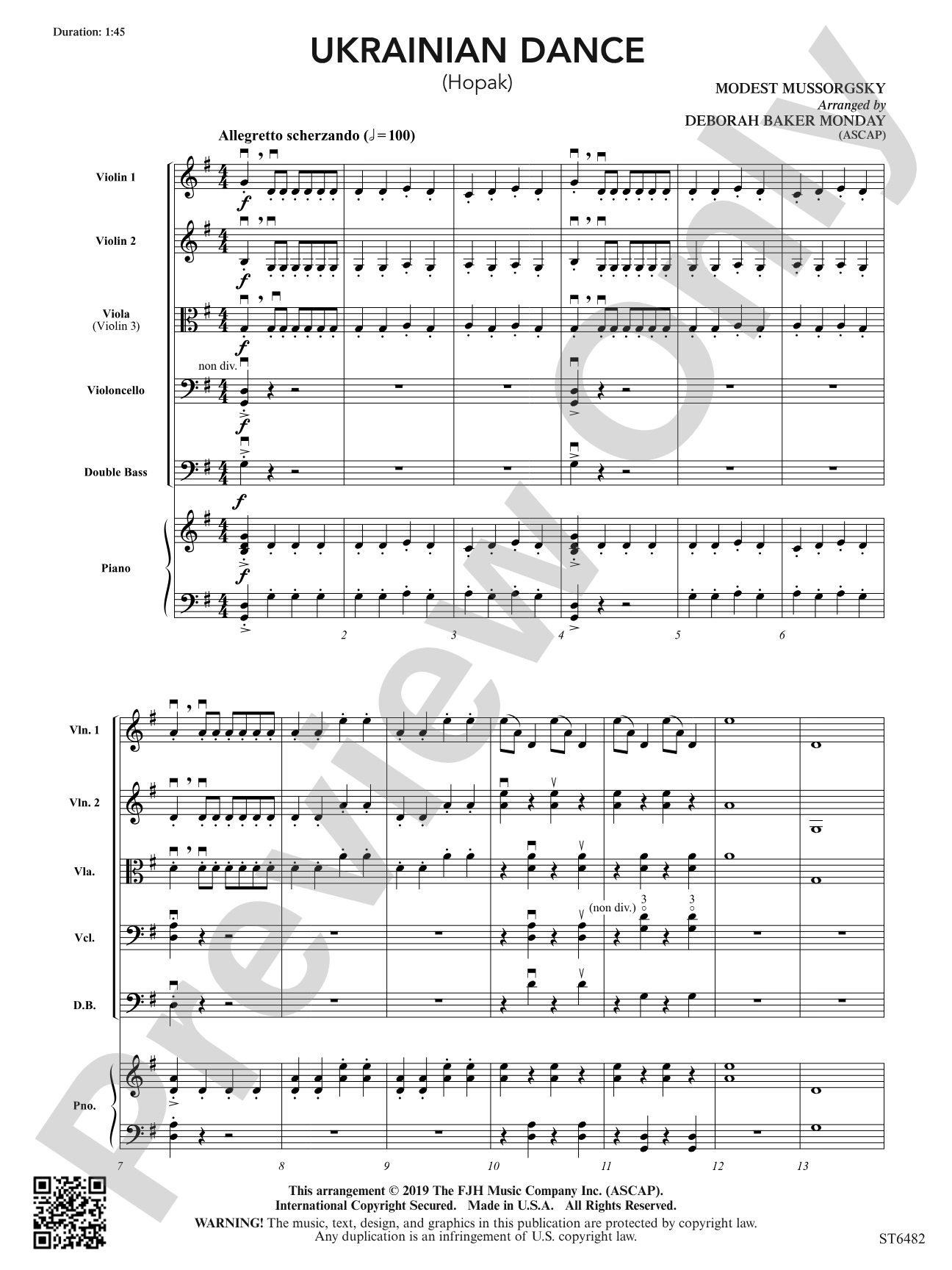Ukrainian Dance: String Orchestra Conductor Score & Parts