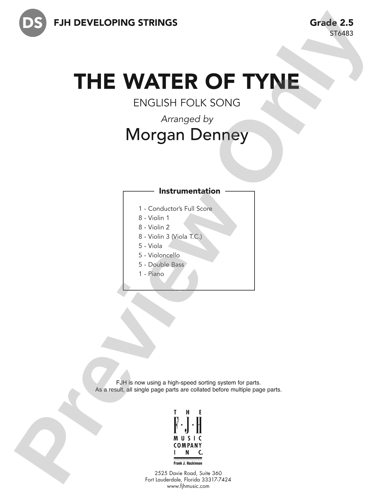 The Water of Tyne: String Orchestra Conductor Score & Parts