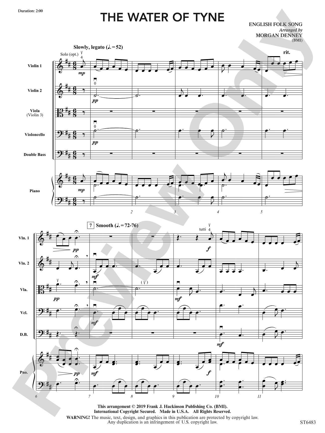 The Water of Tyne: String Orchestra Conductor Score & Parts