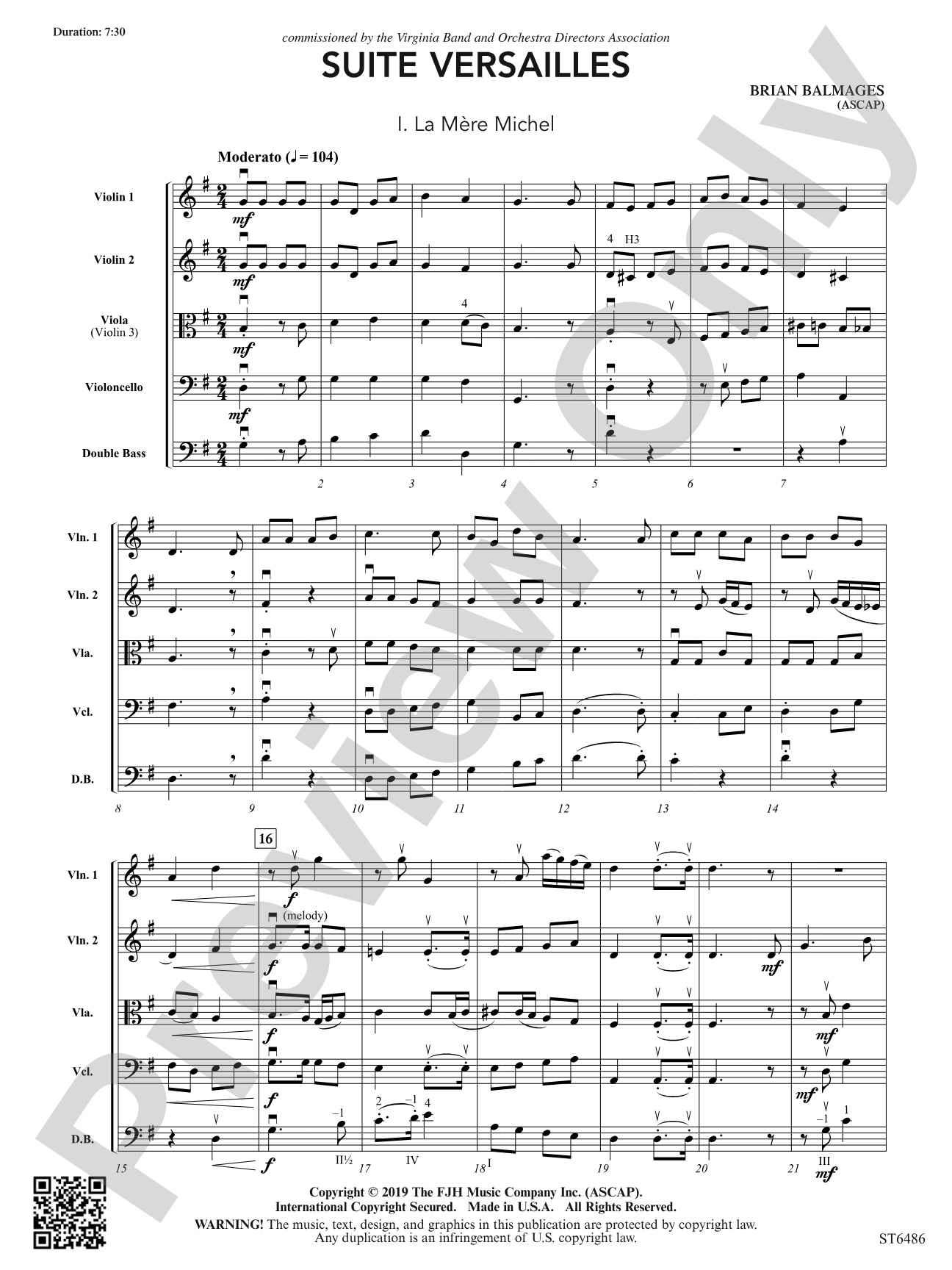 Suite Versailles: String Orchestra Conductor Score & Parts