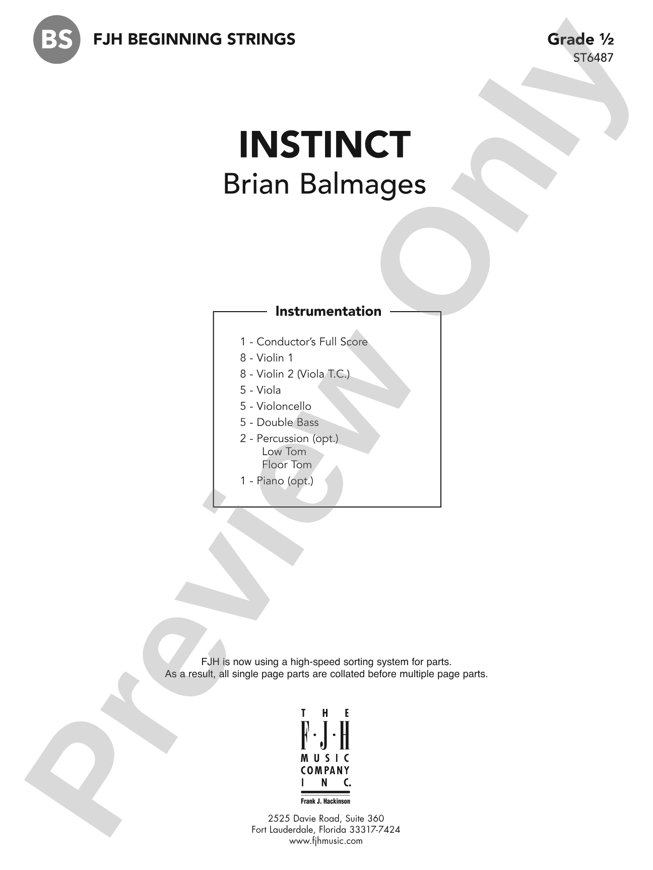 Instinct: String Orchestra Conductor Score & Parts