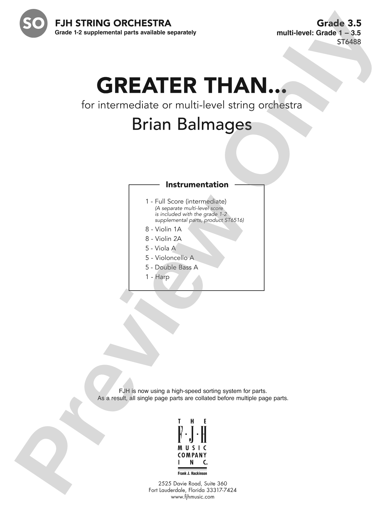 Greater Than...: String Orchestra Conductor Score & Parts