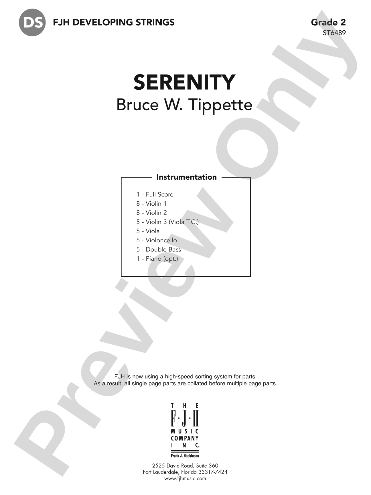 Serenity: String Orchestra Conductor Score & Parts