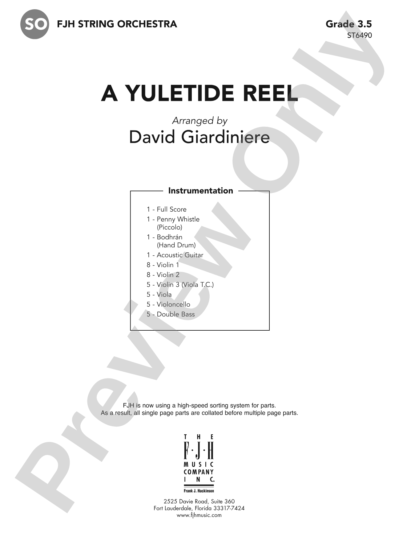 A Yuletide Reel: String Orchestra Conductor Score & Parts