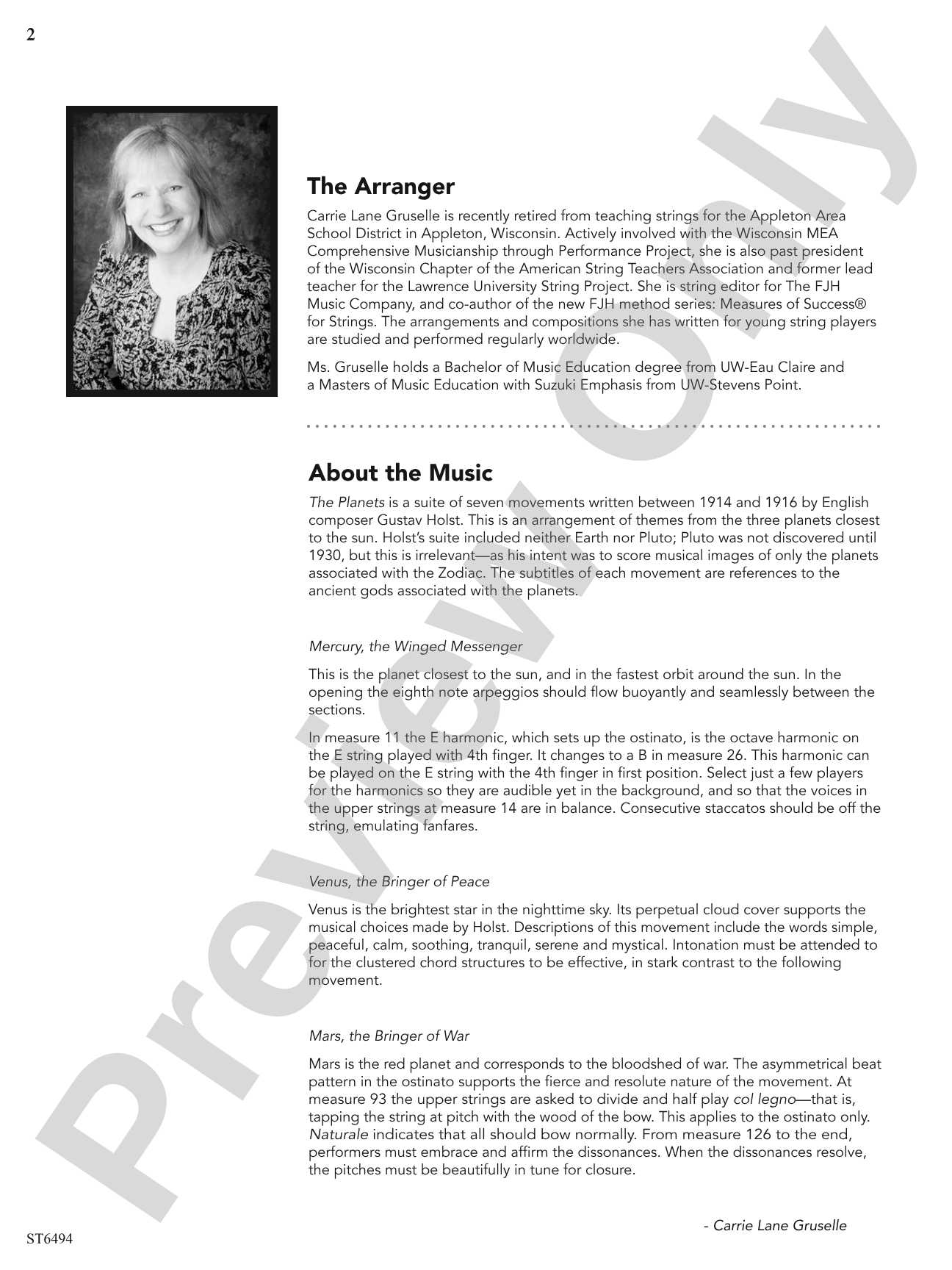 The Inner Planets (Themes from Mercury, Venus and Mars): Score