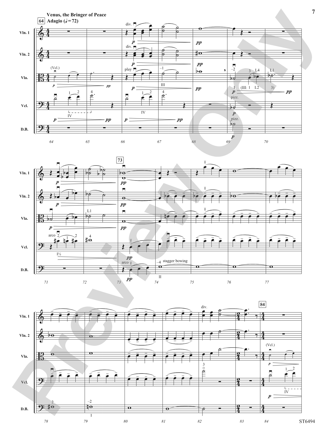 The Inner Planets (Themes from Mercury, Venus and Mars): Score