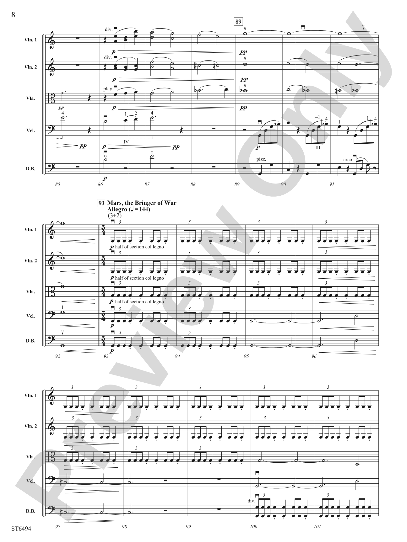 The Inner Planets (Themes from Mercury, Venus and Mars): Score