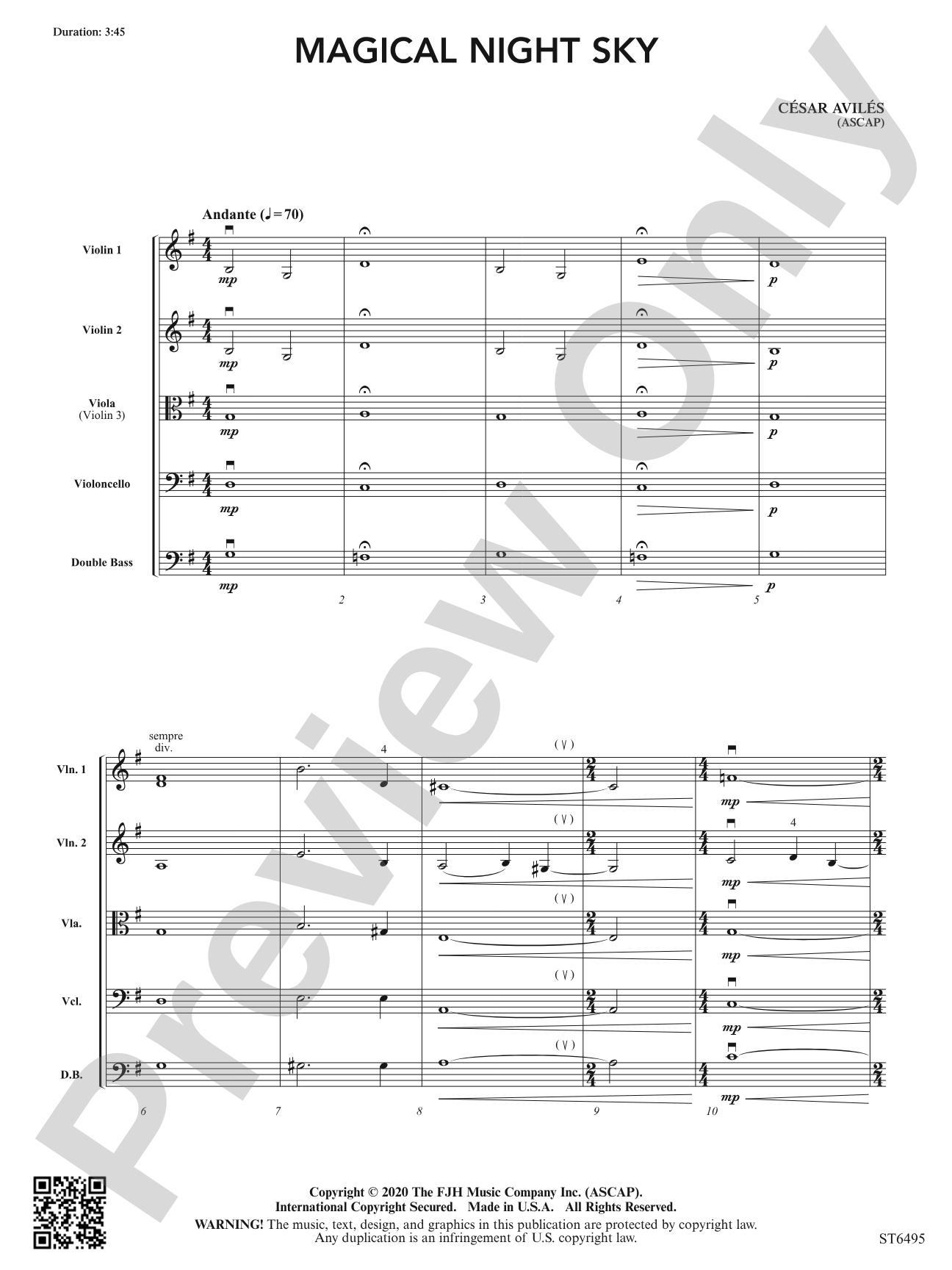 Magical Night Sky: String Orchestra Conductor Score & Parts
