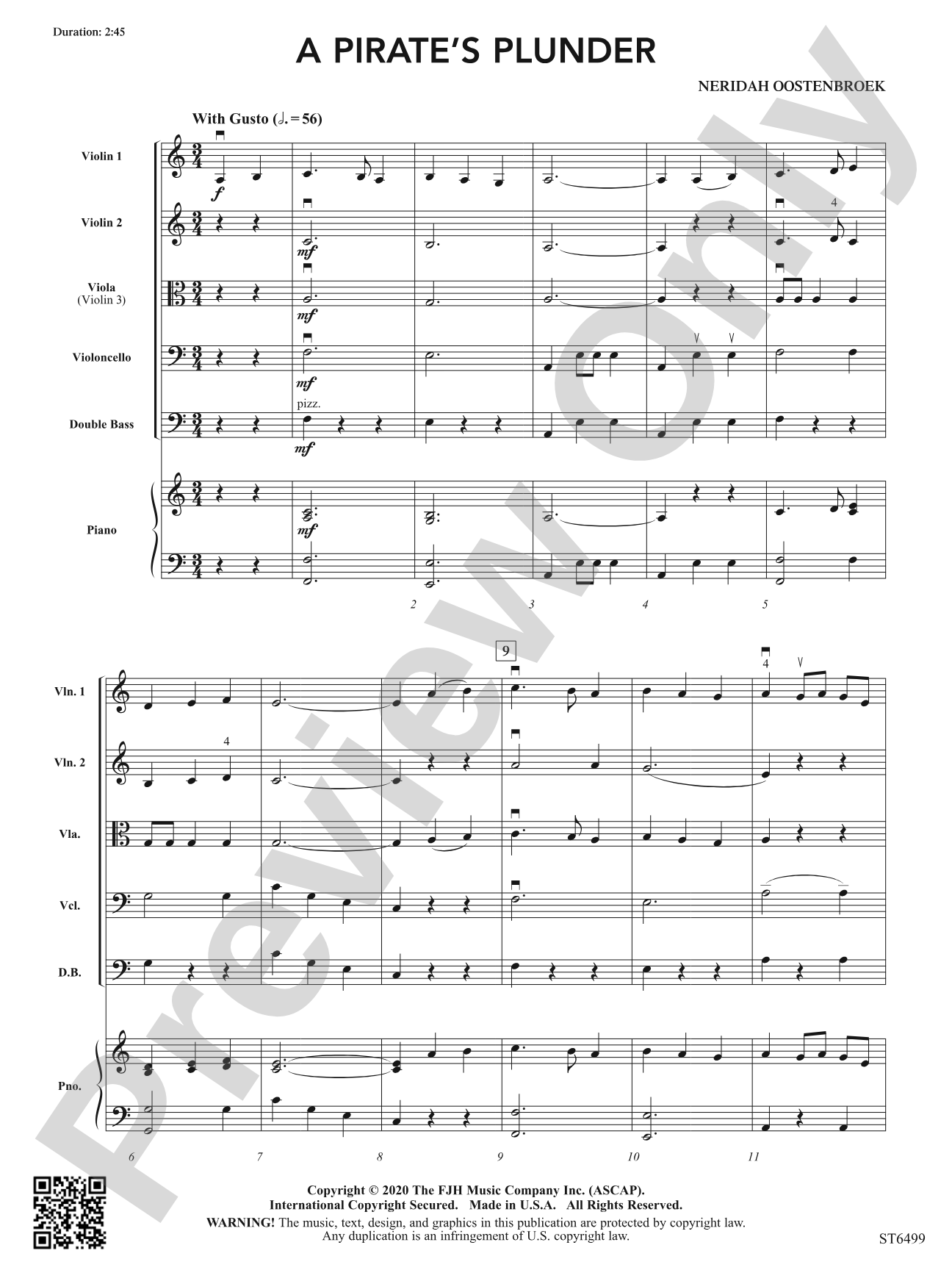 A Pirate's Plunder: String Orchestra Conductor Score & Parts
