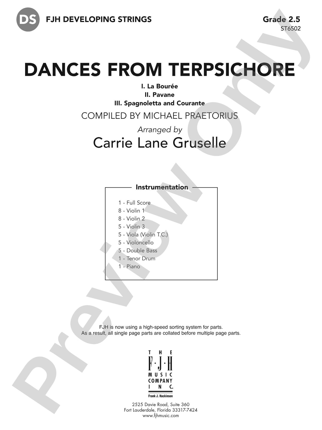 Dances from Terpsichore: String Orchestra Conductor Score & Parts