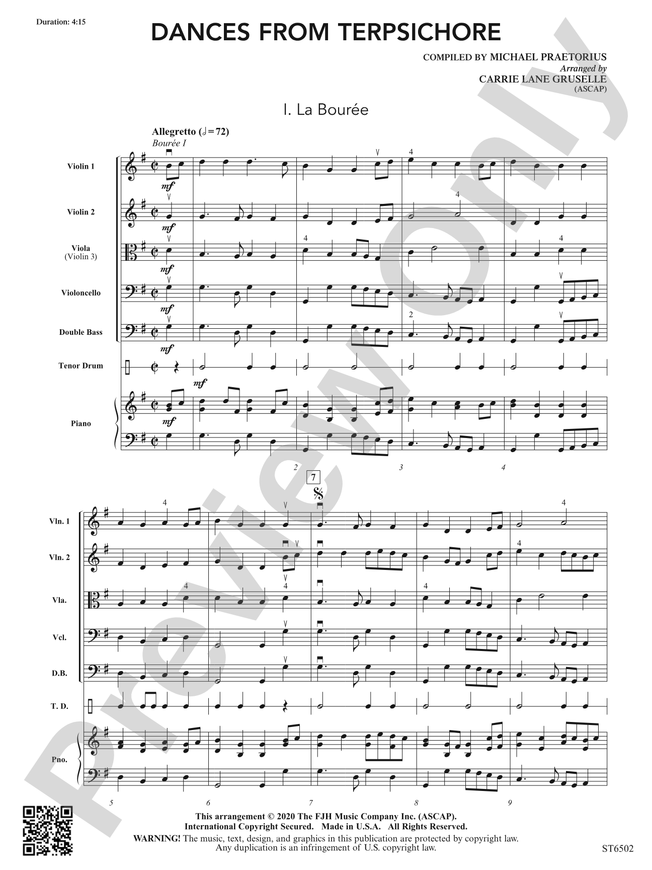 Dances from Terpsichore: String Orchestra Conductor Score & Parts