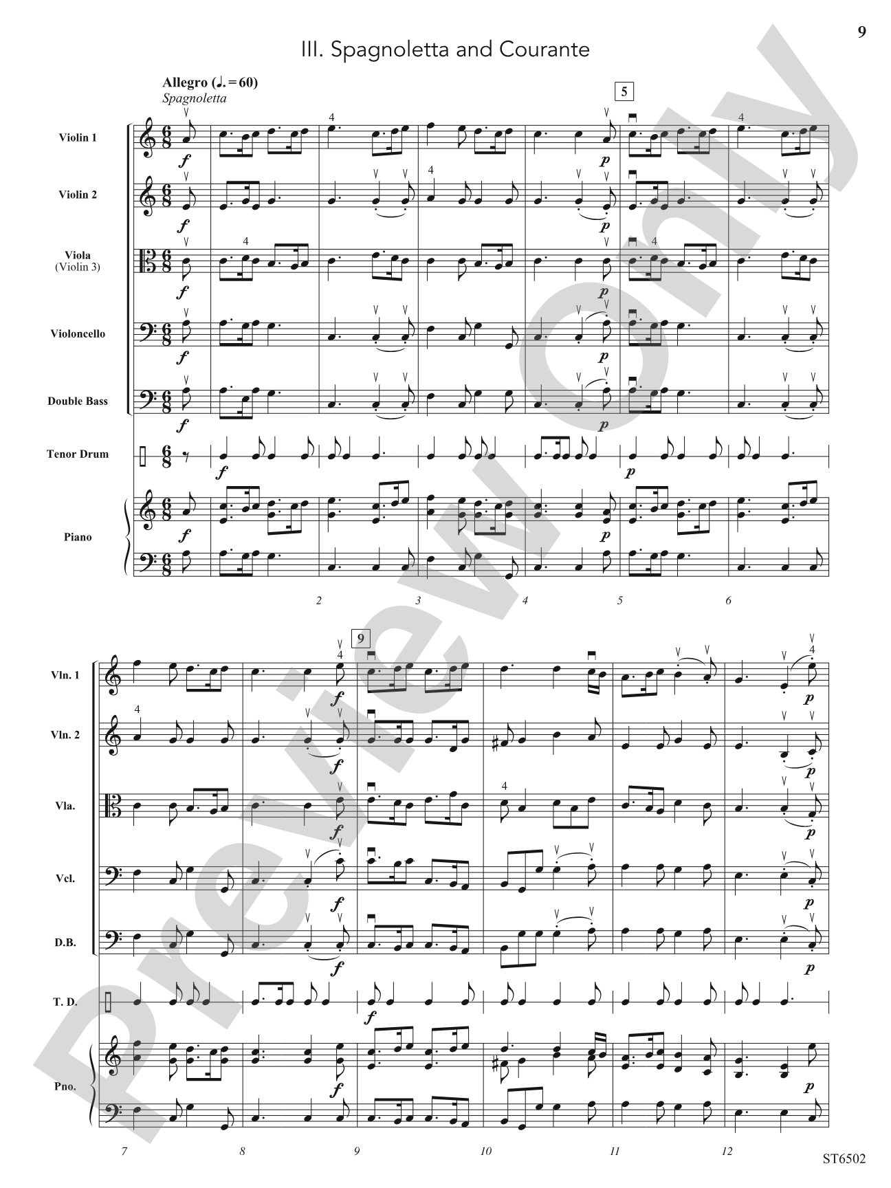 Dances from Terpsichore: String Orchestra Conductor Score & Parts