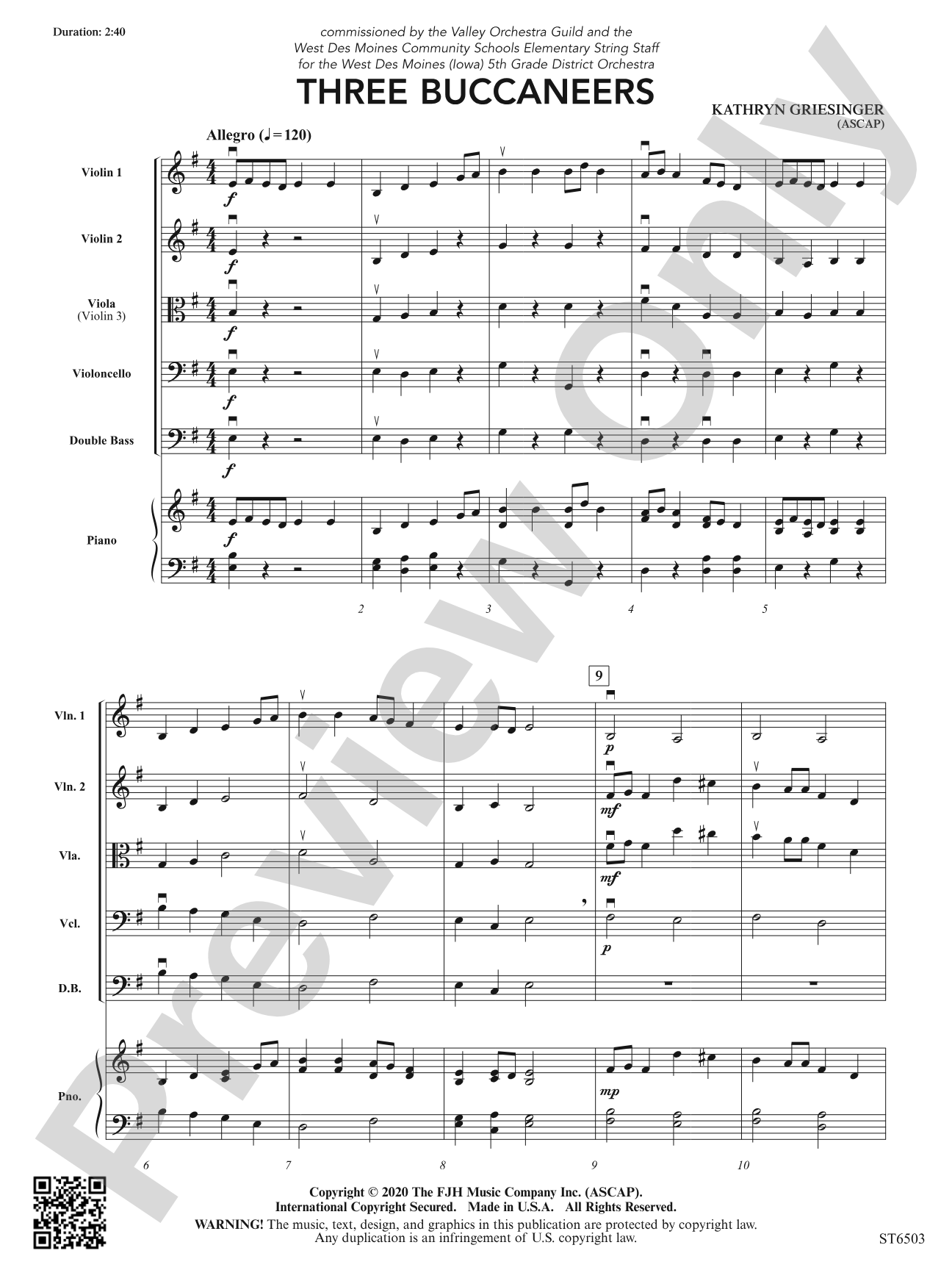 Three Buccaneers: String Orchestra Conductor Score & Parts