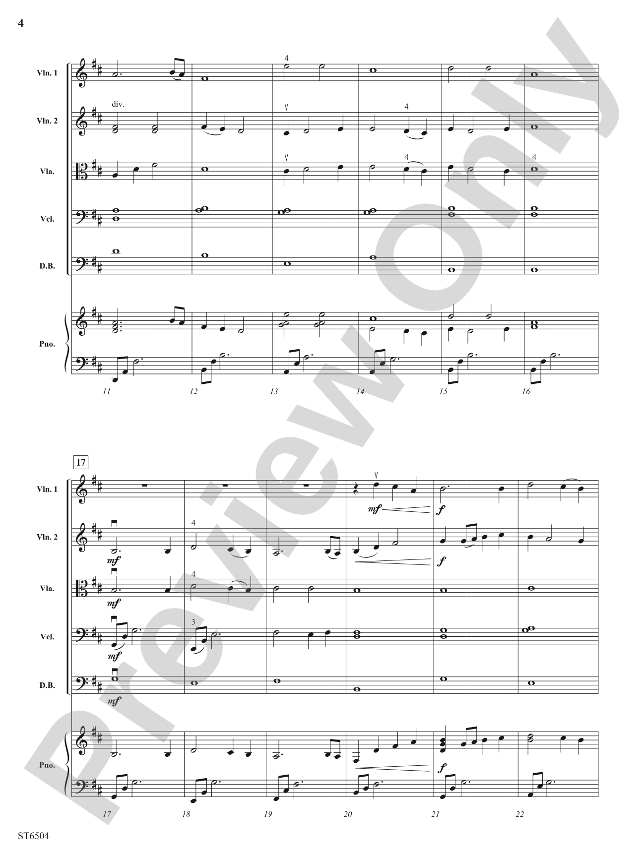 Calm and Bright (Silent Night): String Orchestra Conductor Score & Parts