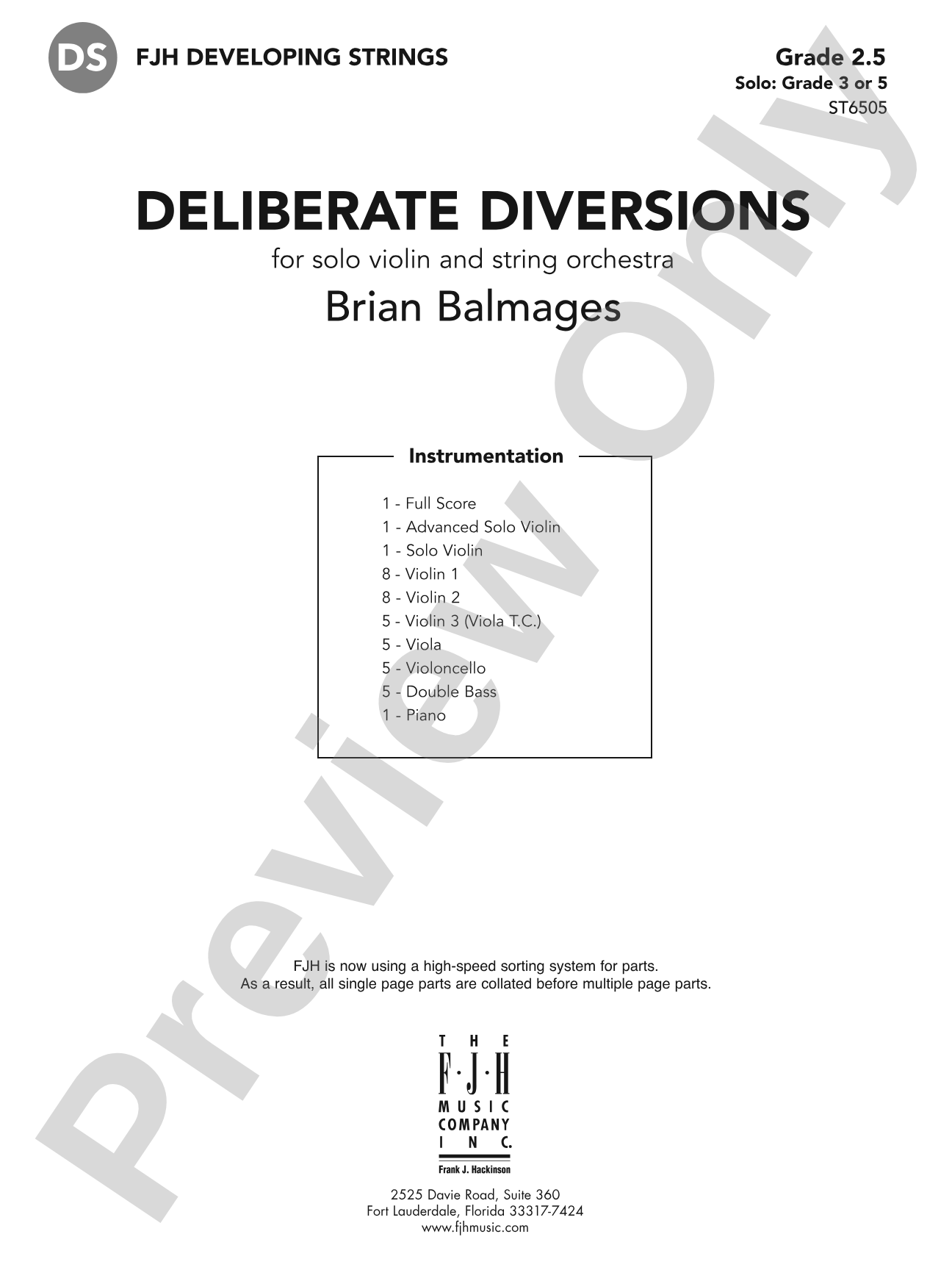 Deliberate Diversions: String Orchestra Conductor Score & Parts