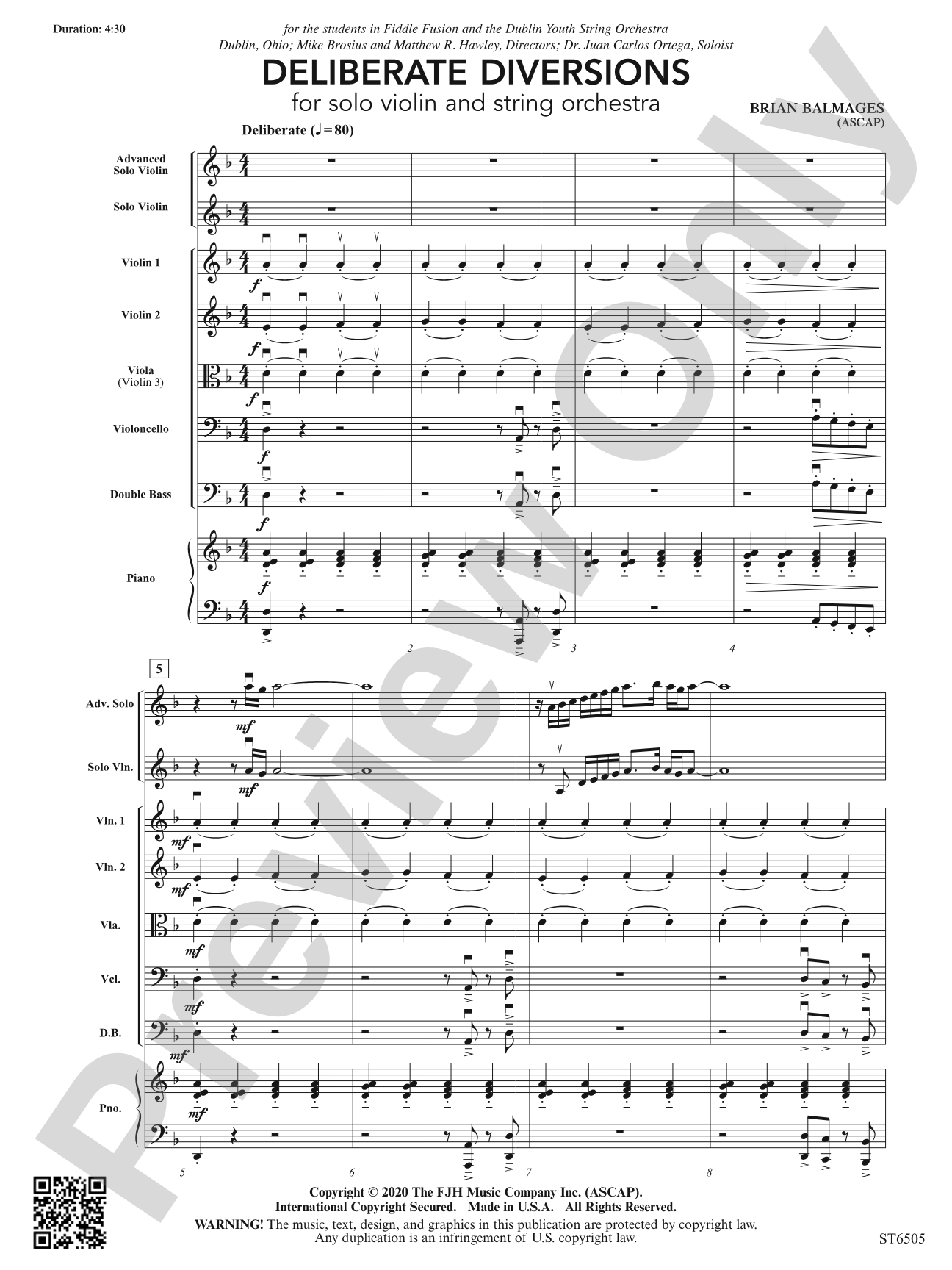 Deliberate Diversions: String Orchestra Conductor Score & Parts