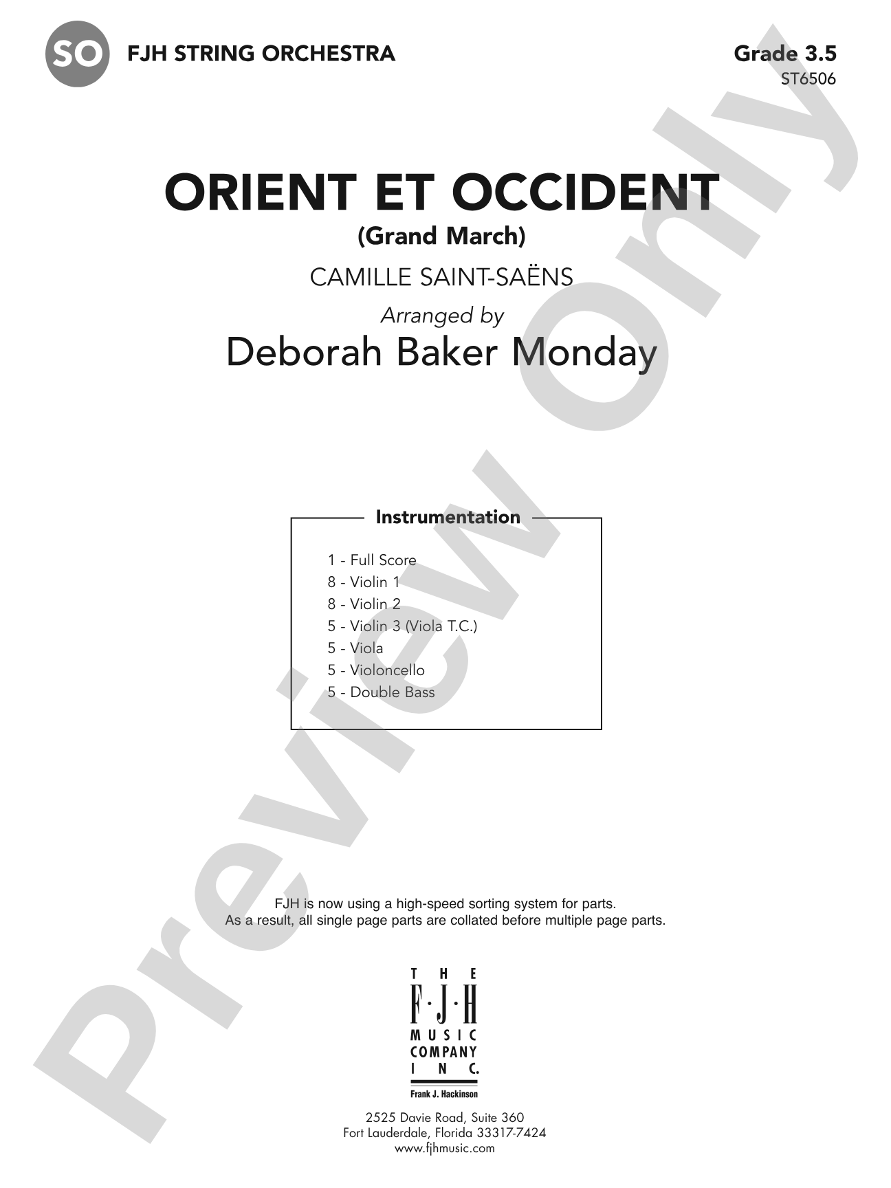 Orient et Occident (Grand March): String Orchestra Conductor Score & Parts