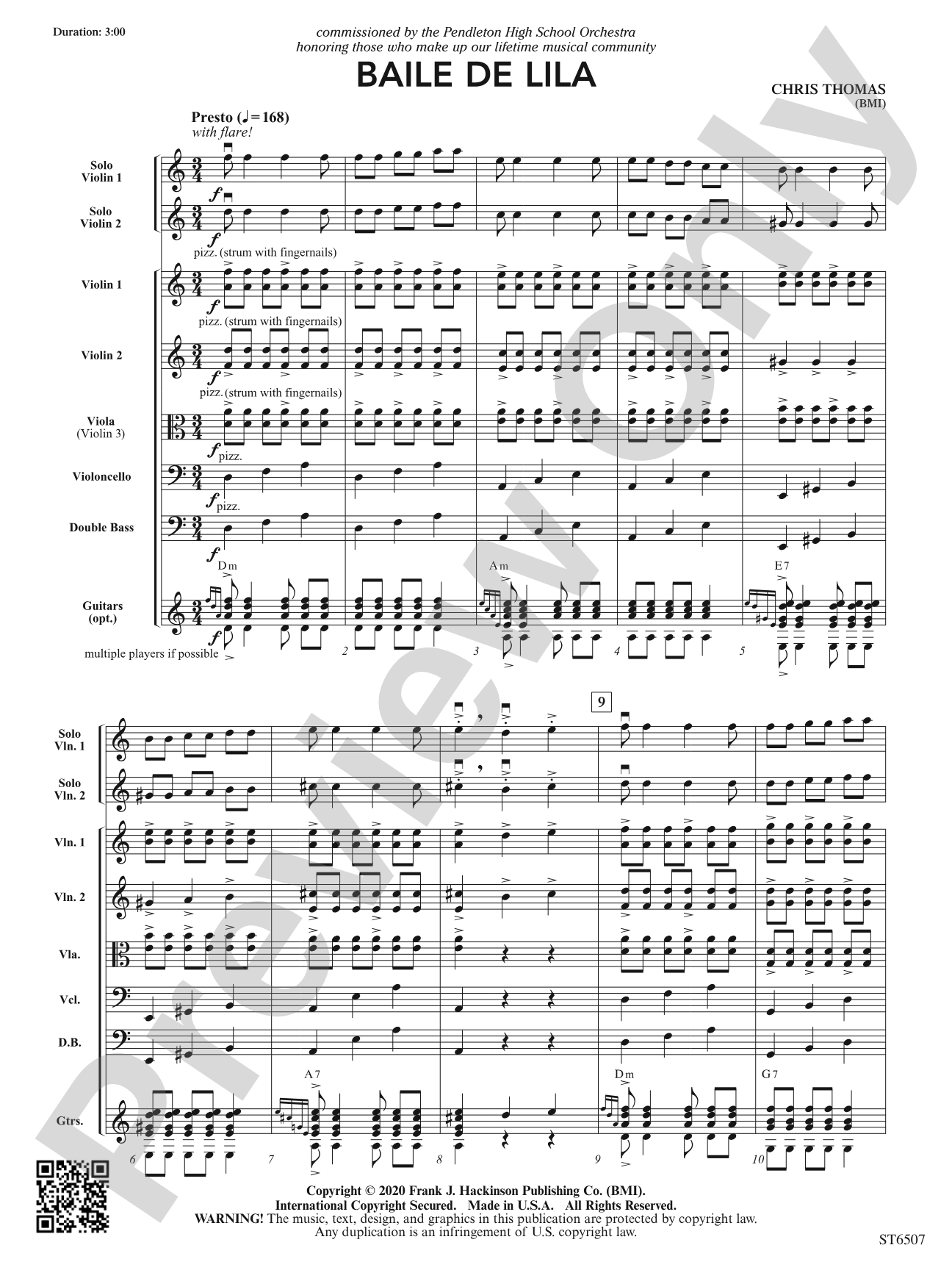 Baile de Lila: String Orchestra Conductor Score & Parts
