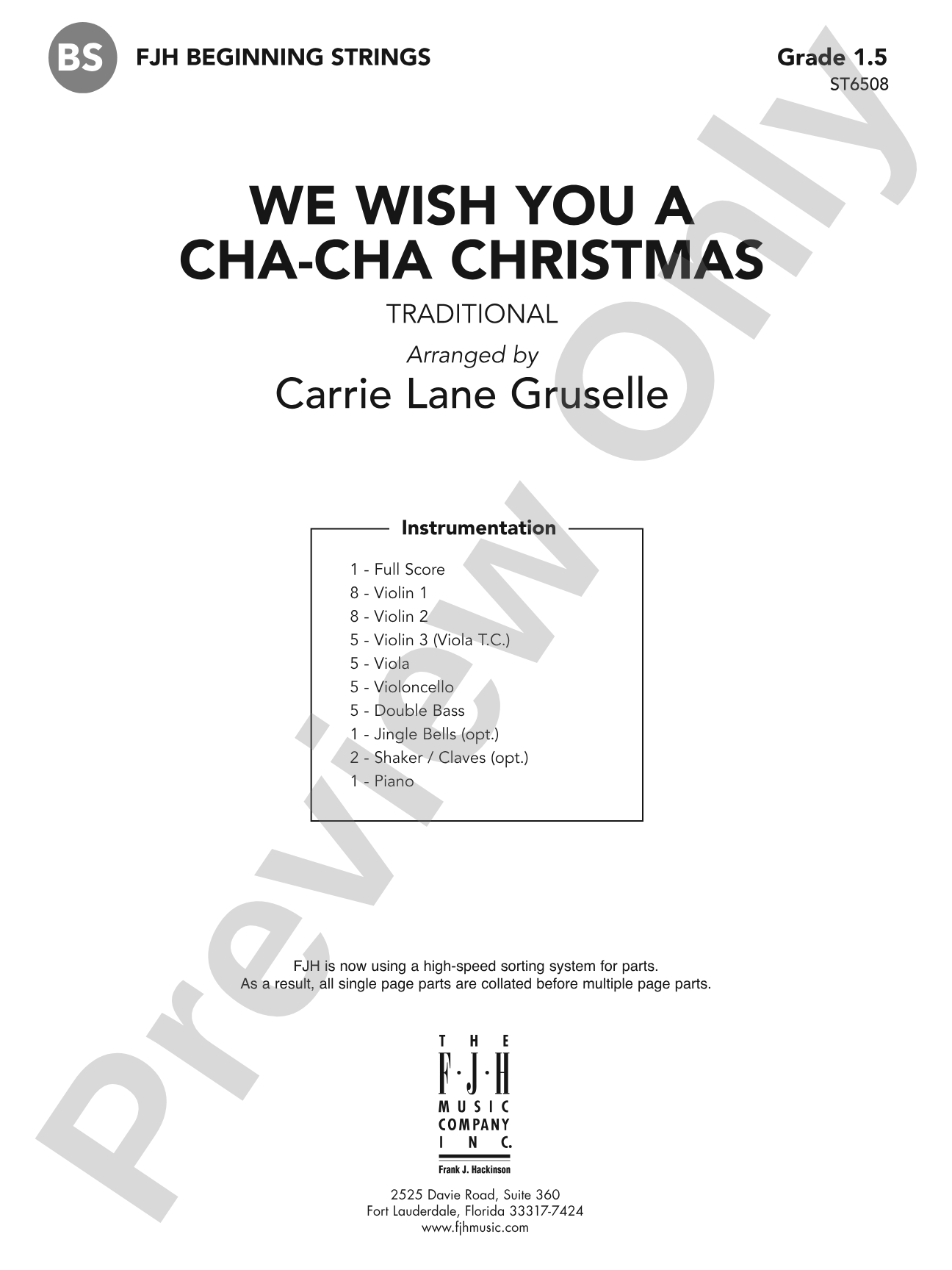 We Wish You a Cha-Cha Christmas: String Orchestra Conductor Score & Parts