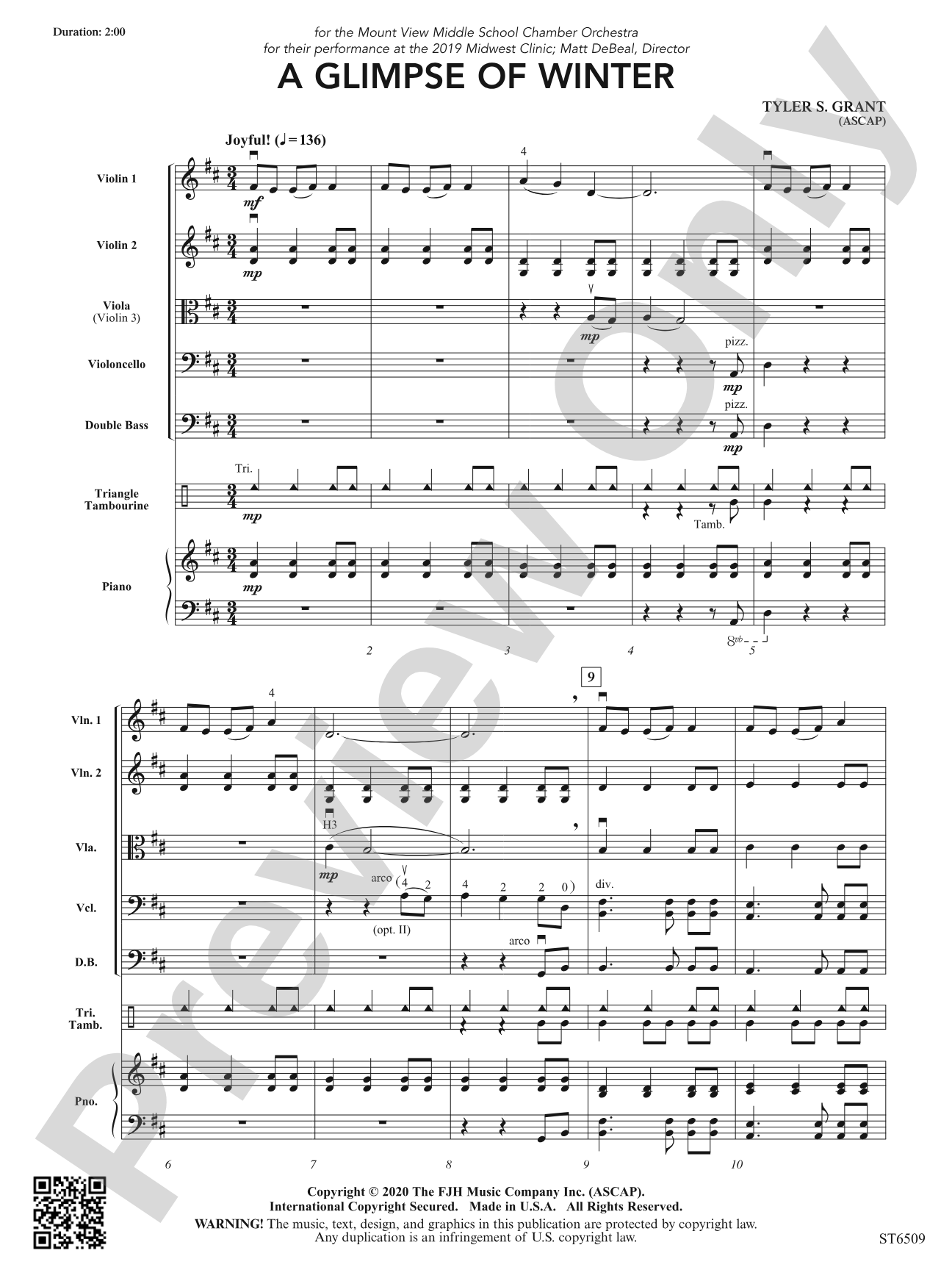 A Glimpse of Winter: String Orchestra Conductor Score & Parts