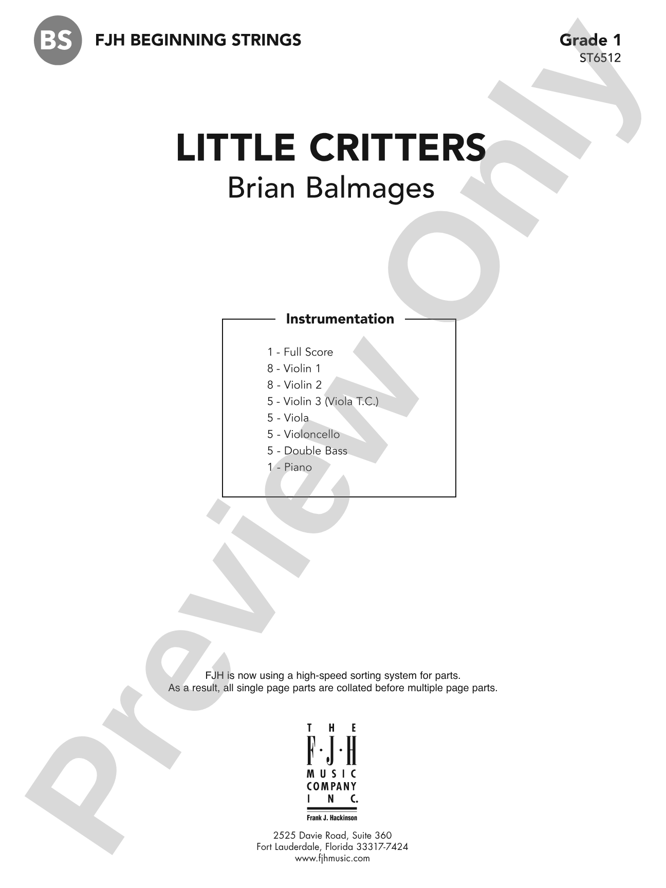 Little Critters: String Orchestra Conductor Score & Parts