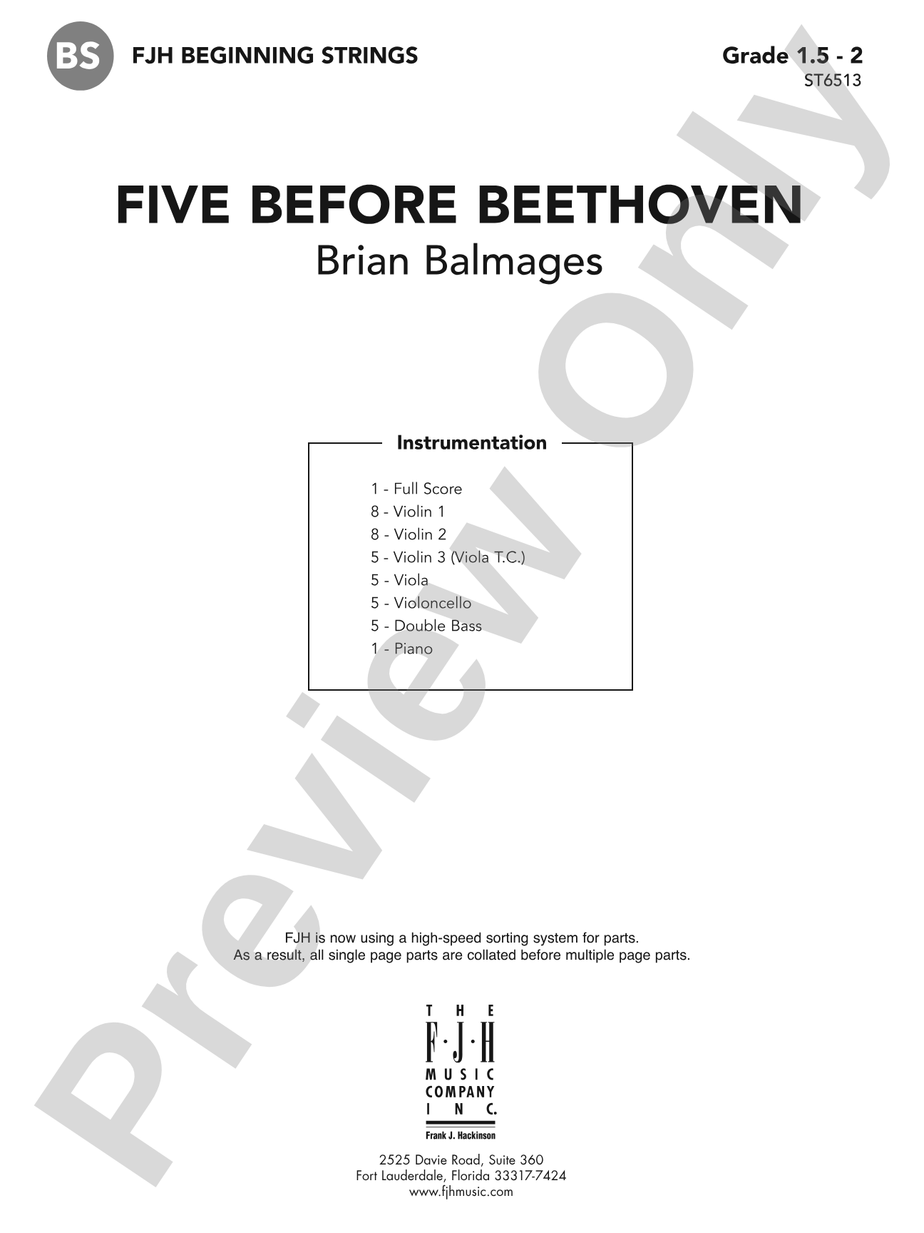Five Before Beethoven: String Orchestra Conductor Score & Parts