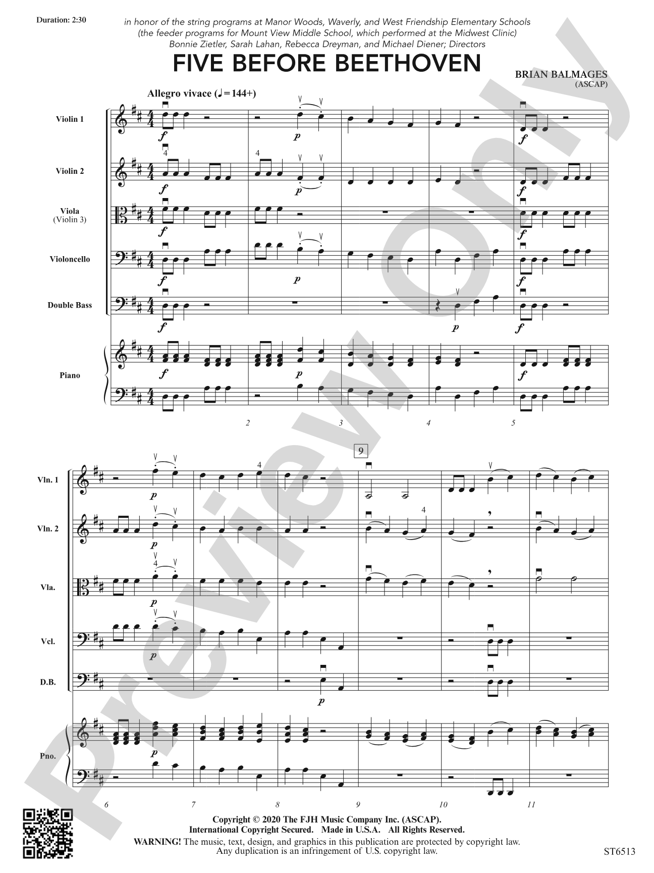 Five Before Beethoven: String Orchestra Conductor Score & Parts