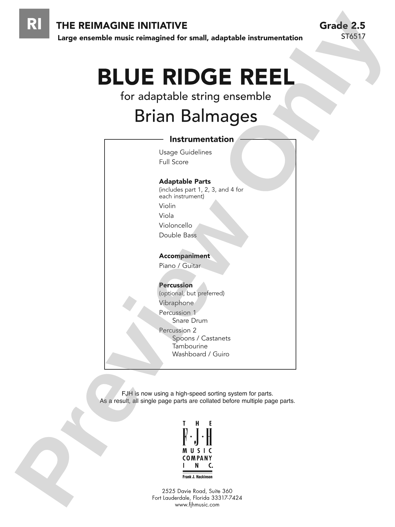 Blue Ridge Reel: Flexible String Ensemble Score & Parts