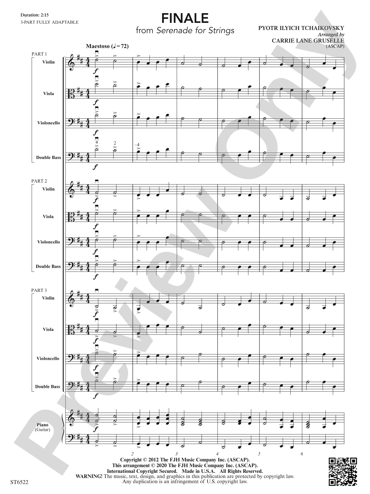 Finale (From Serenade for Strings): Flexible String Ensemble Score & Parts