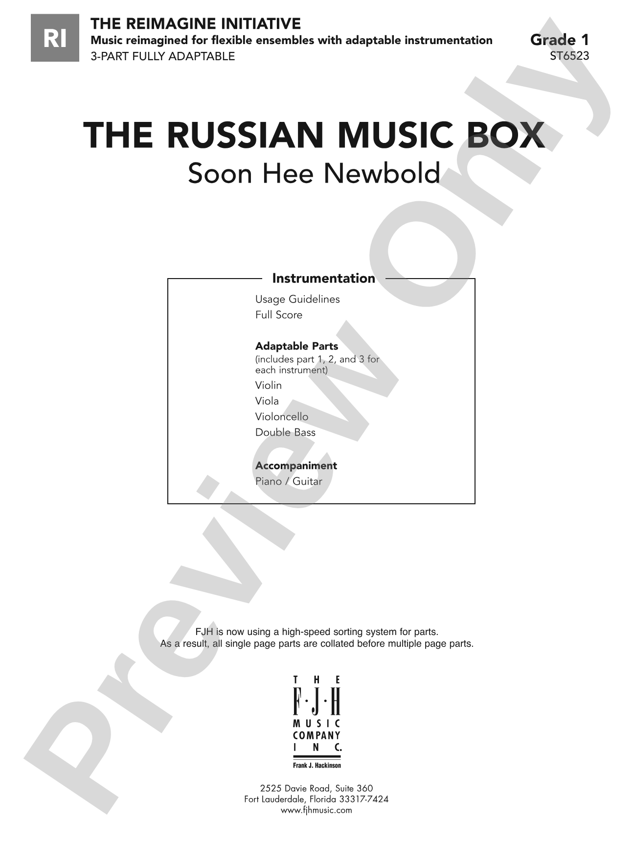 The Russian Music Box: Flexible String Ensemble Score & Parts