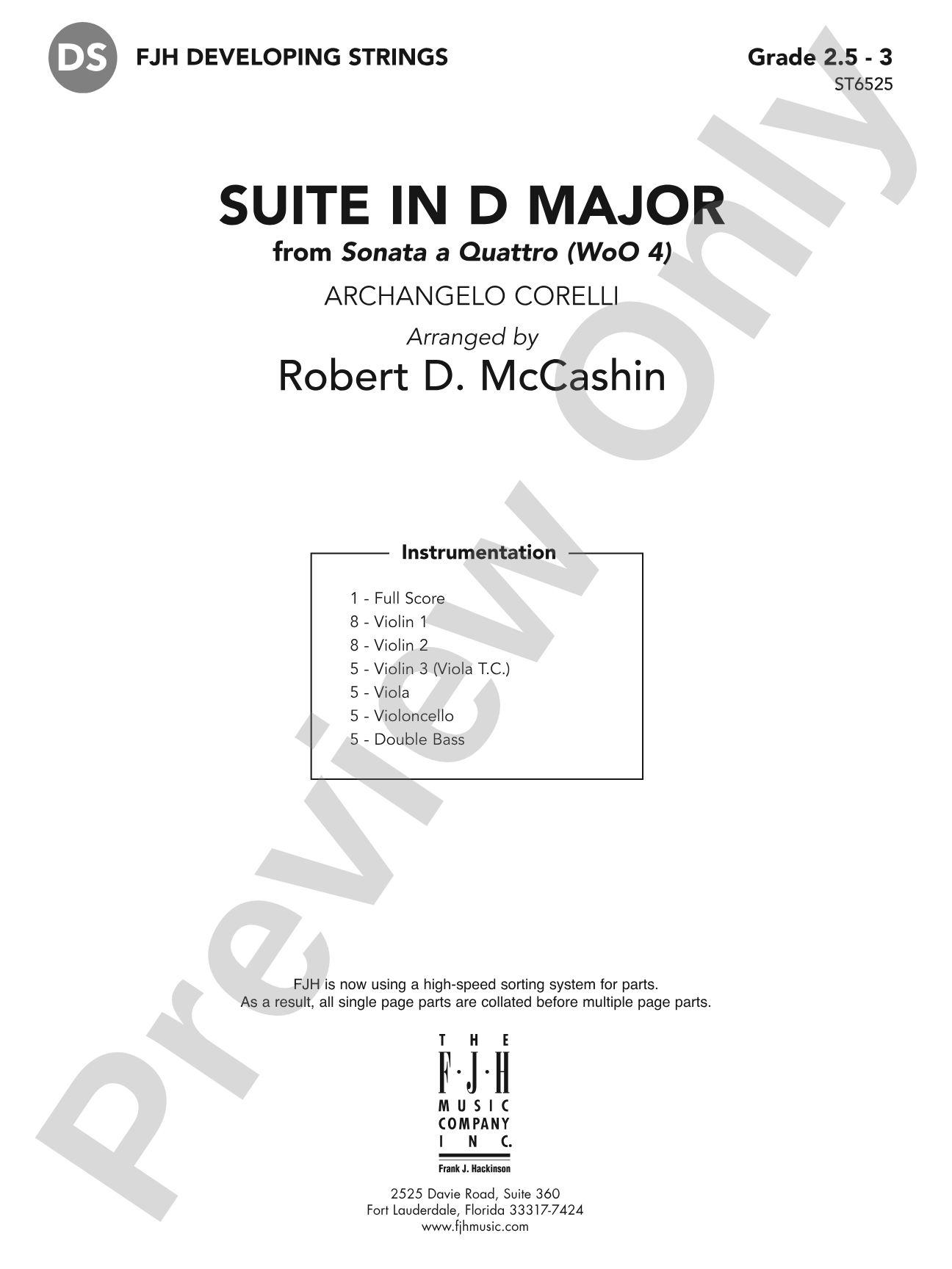 Suite in D Major (from Sonata a Quattro (WoO 4)): String Orchestra Conductor Score & Parts