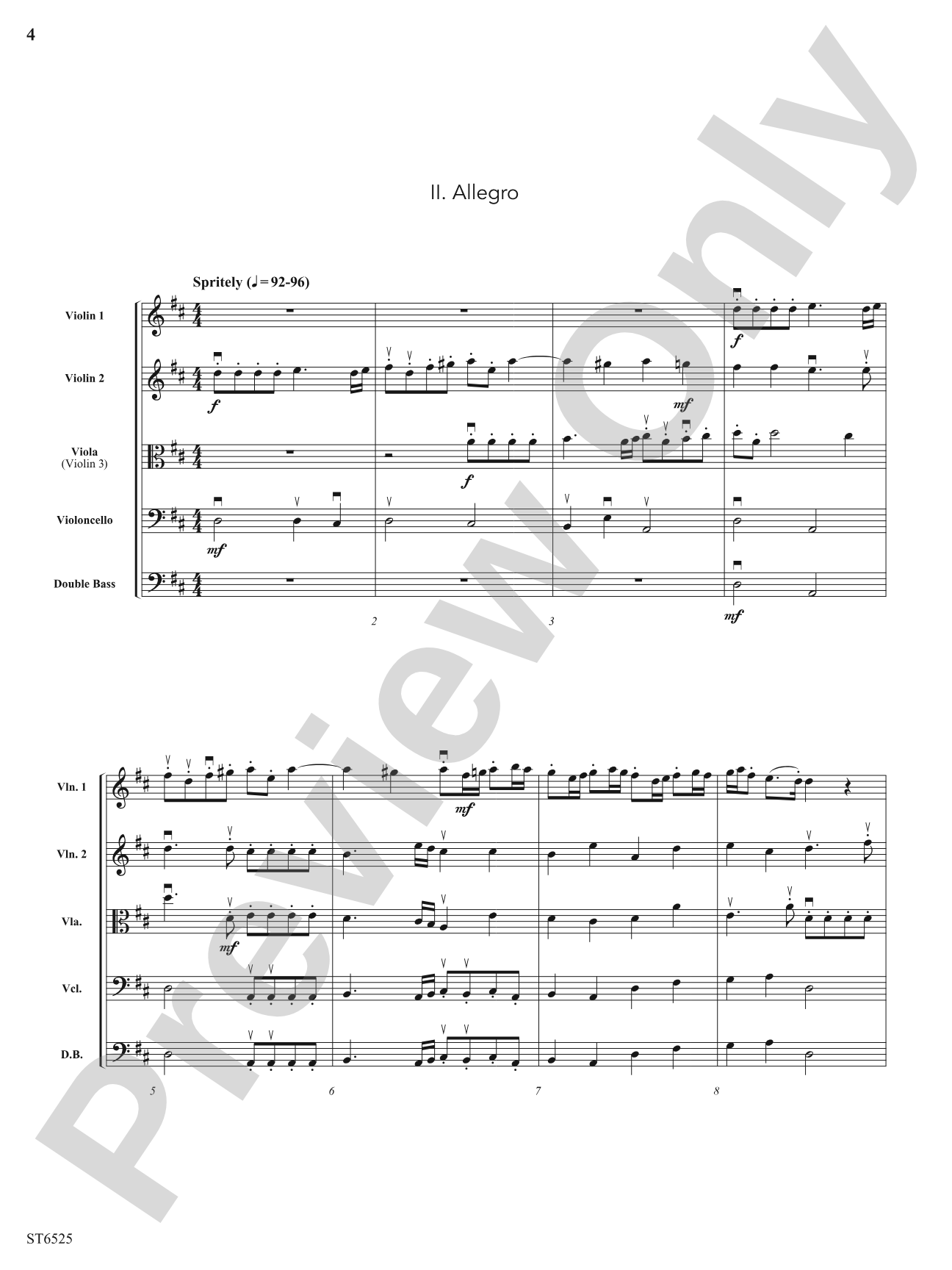 Suite in D Major (from Sonata a Quattro (WoO 4)): String Orchestra Conductor Score & Parts