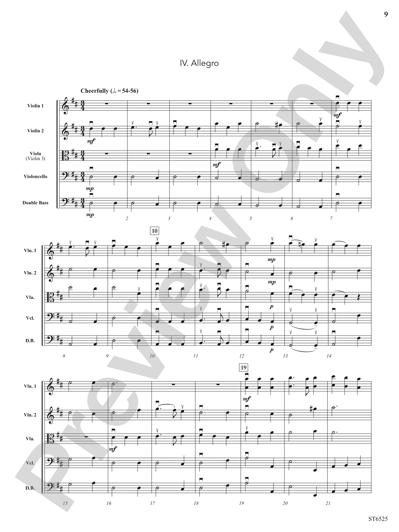 Suite in D Major (from Sonata a Quattro (WoO 4)): String Orchestra Conductor Score & Parts