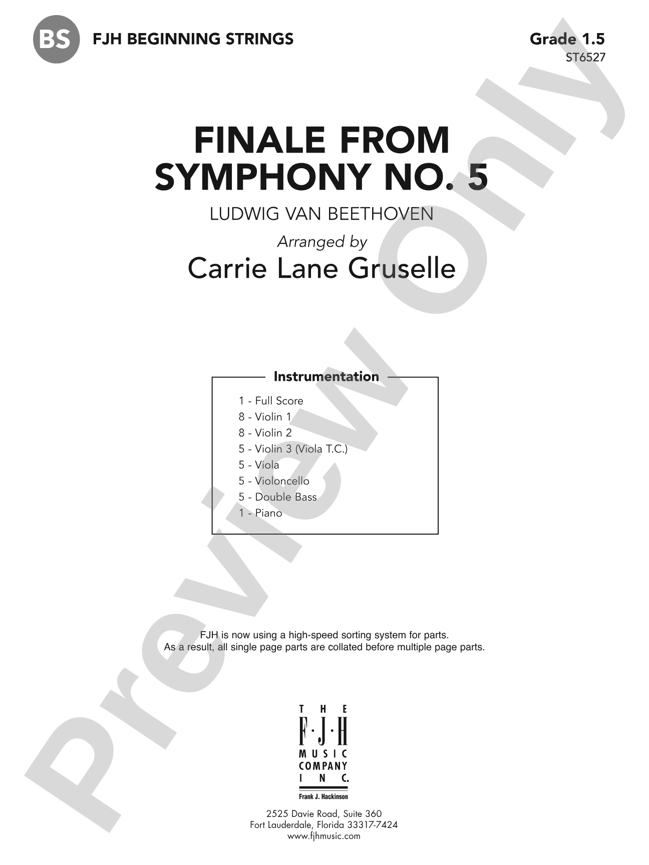 Finale from Symphony No. 5: String Orchestra Conductor Score & Parts