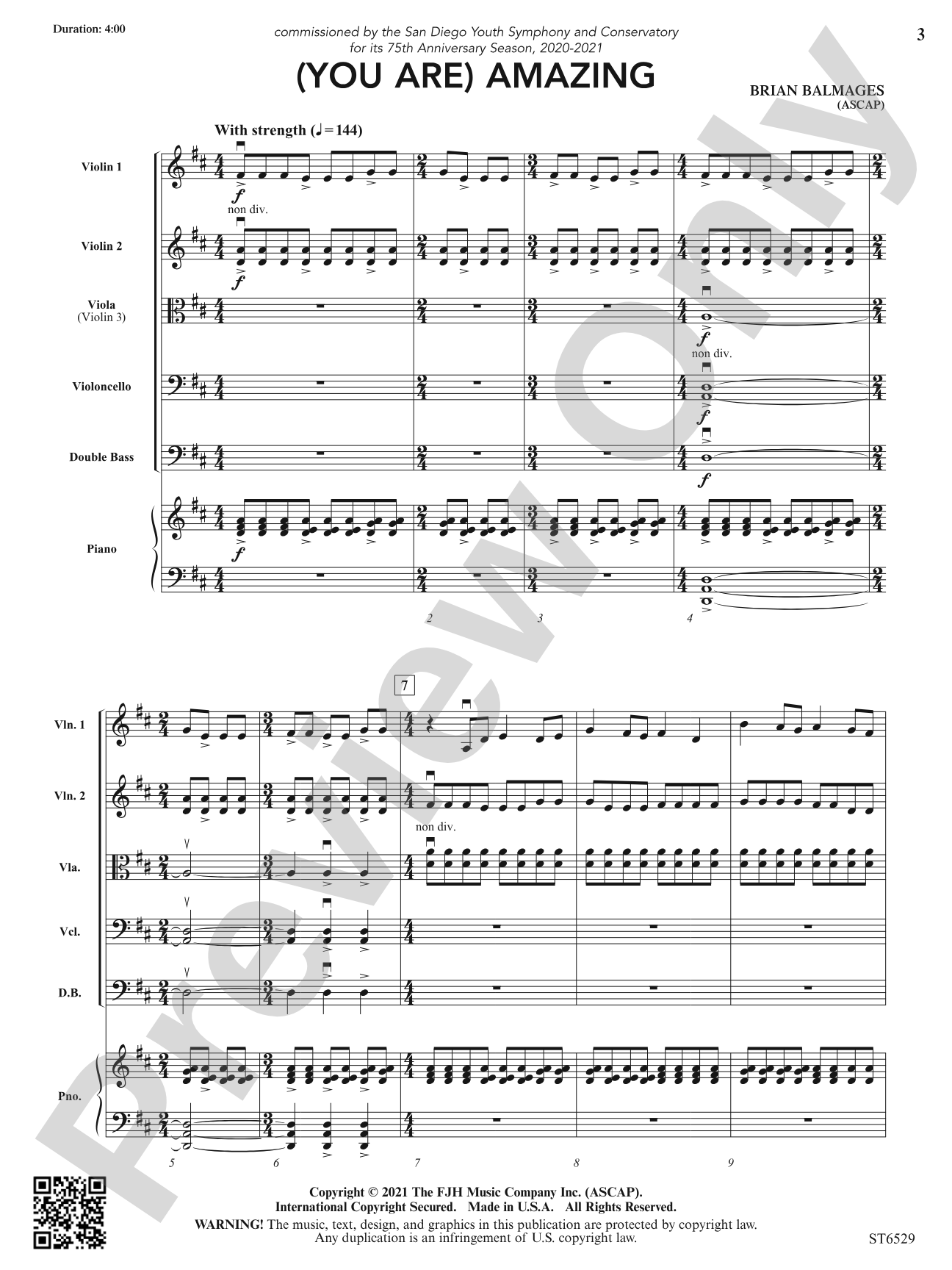 (You Are) Amazing: String Orchestra Conductor Score & Parts