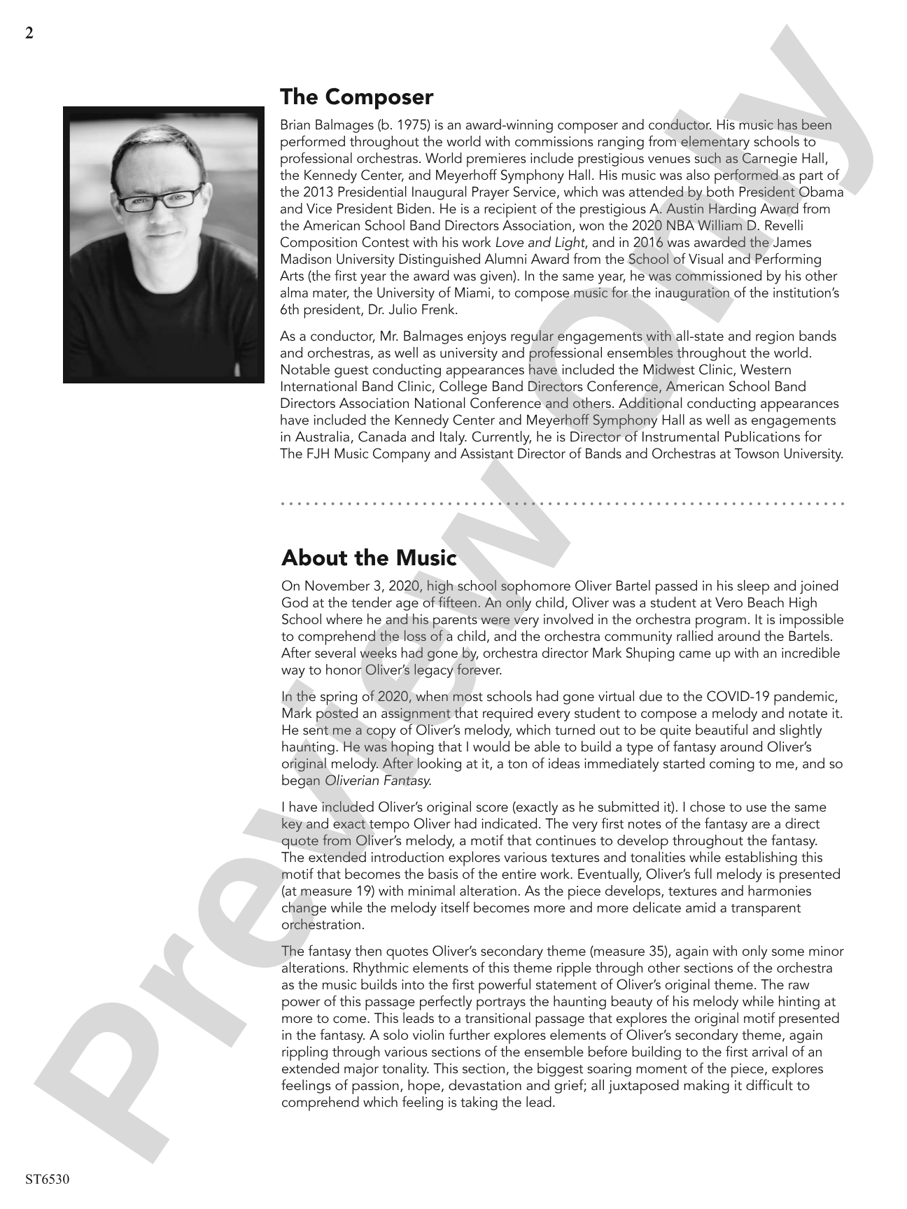 Oliverian Fantasy (on a theme by Oliver Bartel): String Orchestra Conductor Score & Parts