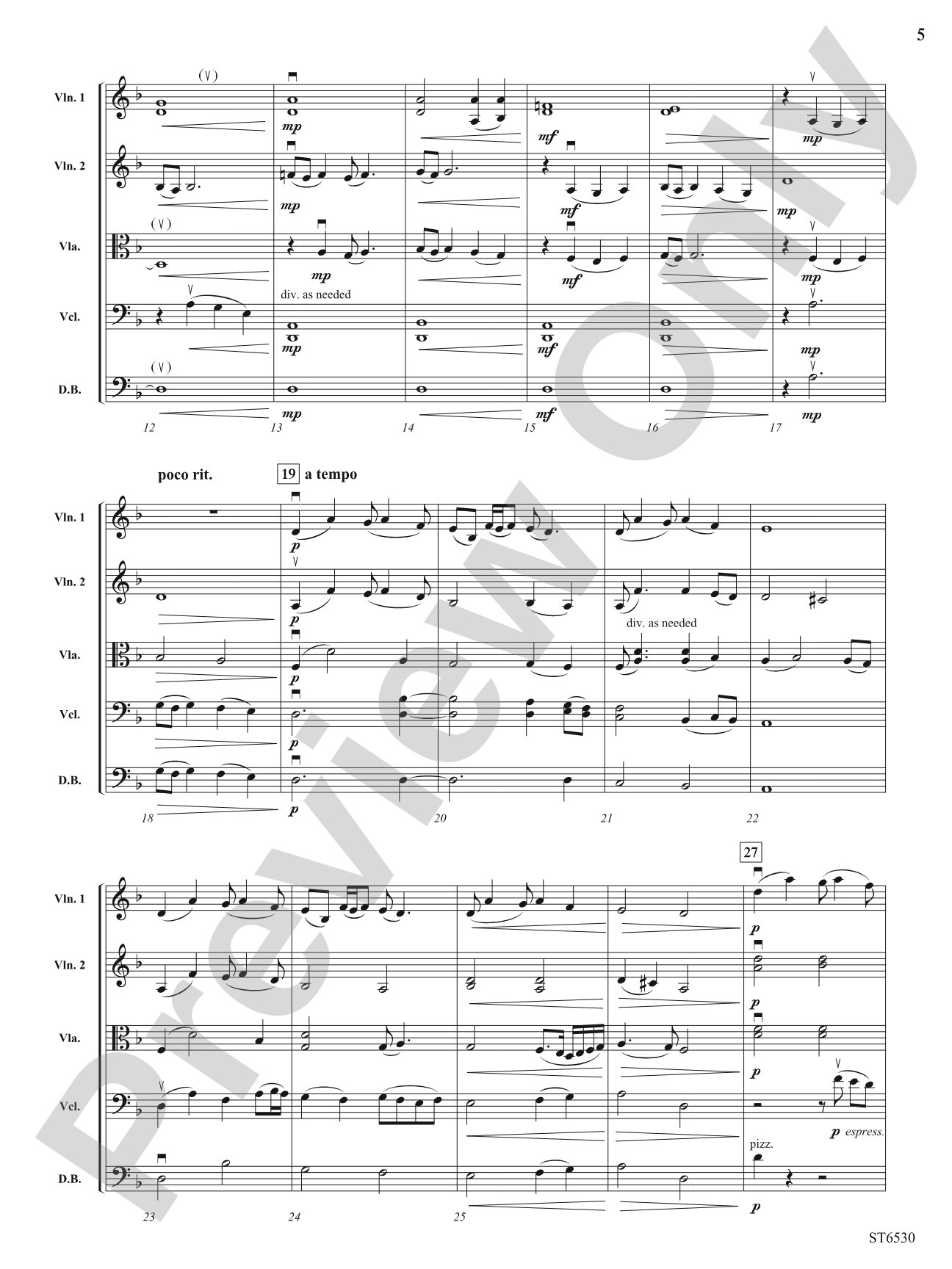Oliverian Fantasy (on a theme by Oliver Bartel): String Orchestra Conductor Score & Parts