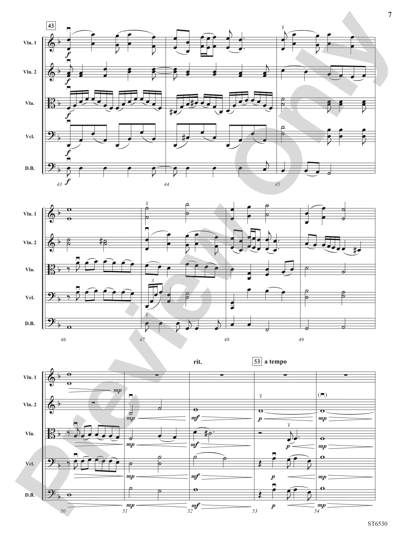 Oliverian Fantasy (on a theme by Oliver Bartel): String Orchestra Conductor Score & Parts