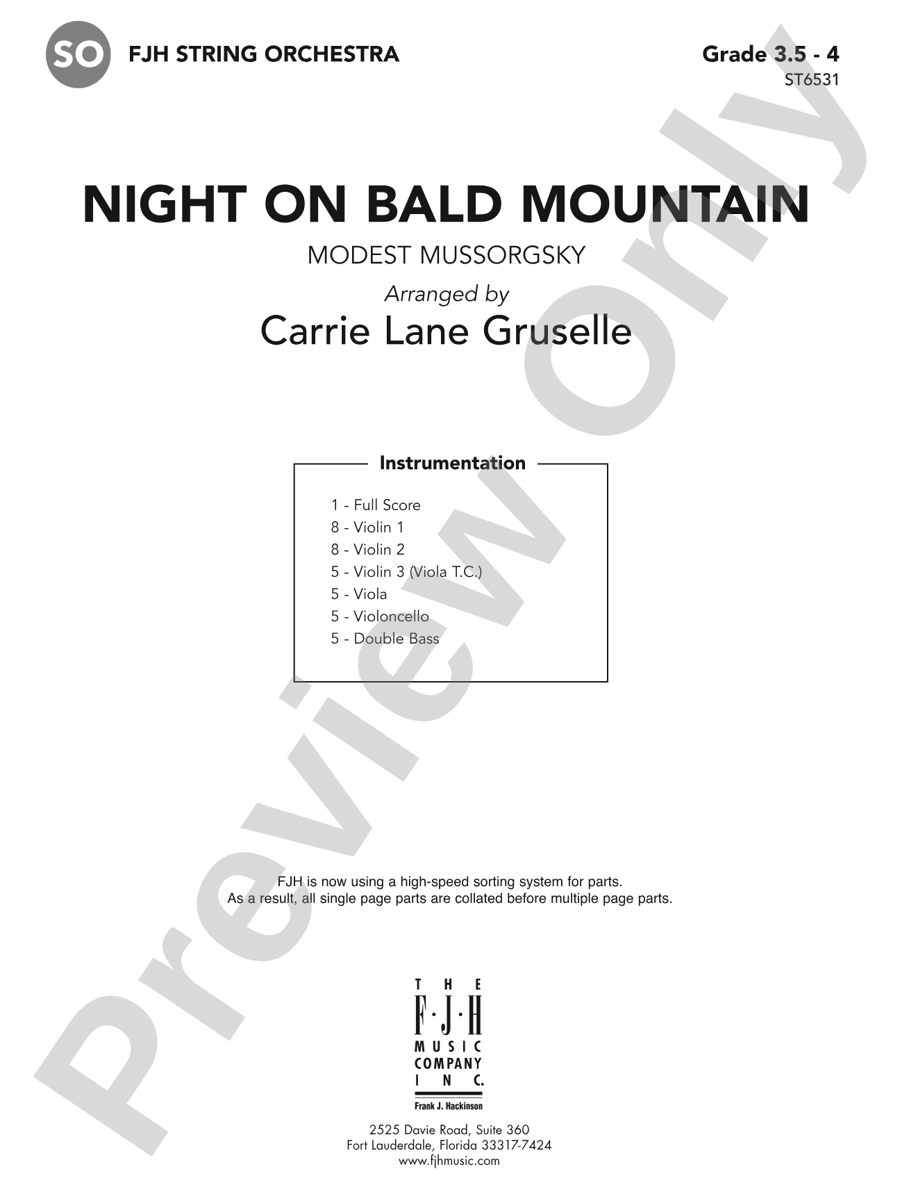 Night on Bald Mountain: String Orchestra Conductor Score & Parts