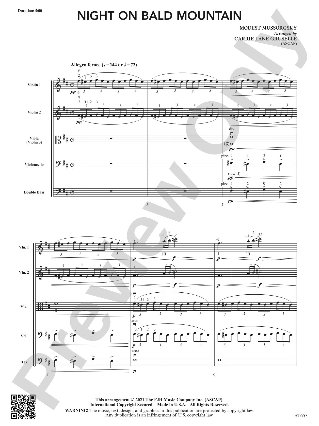 Night on Bald Mountain: String Orchestra Conductor Score & Parts