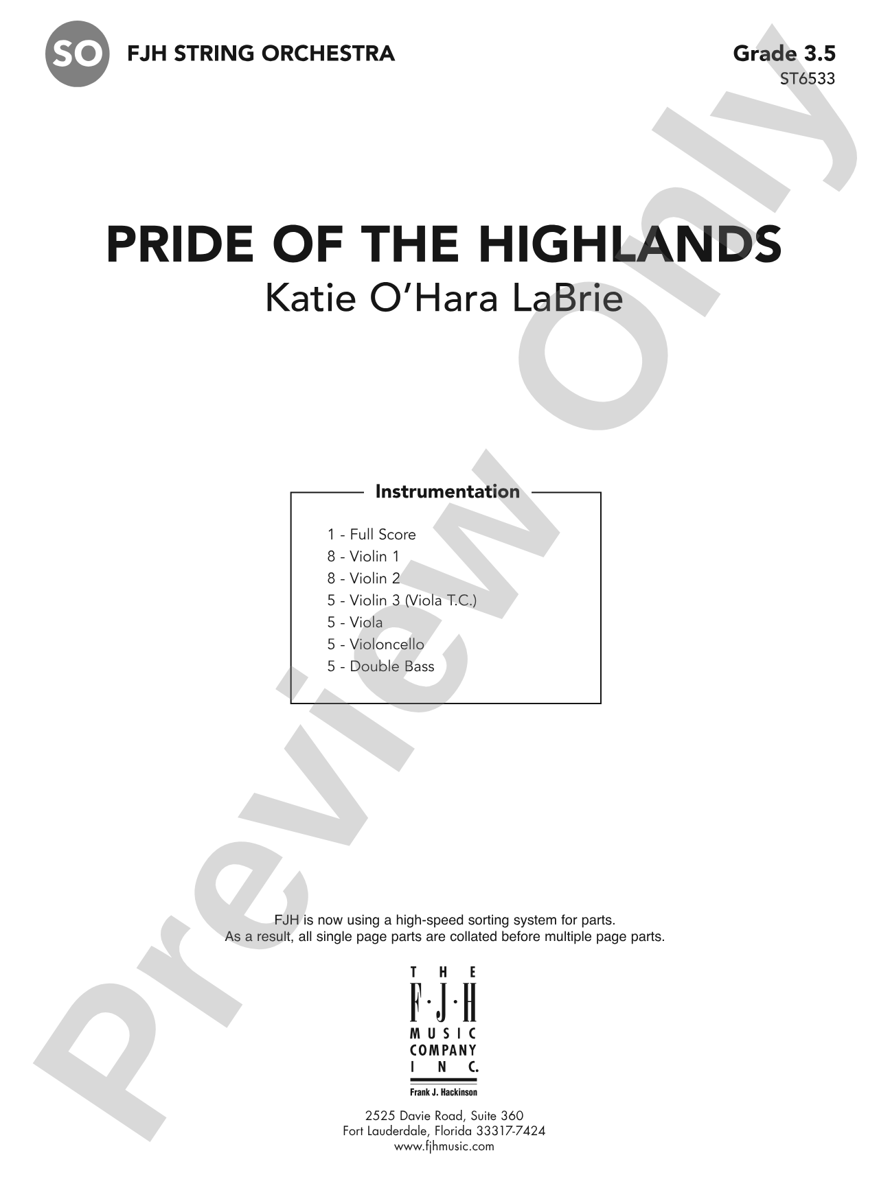 Pride of the Highlands: String Orchestra Conductor Score & Parts