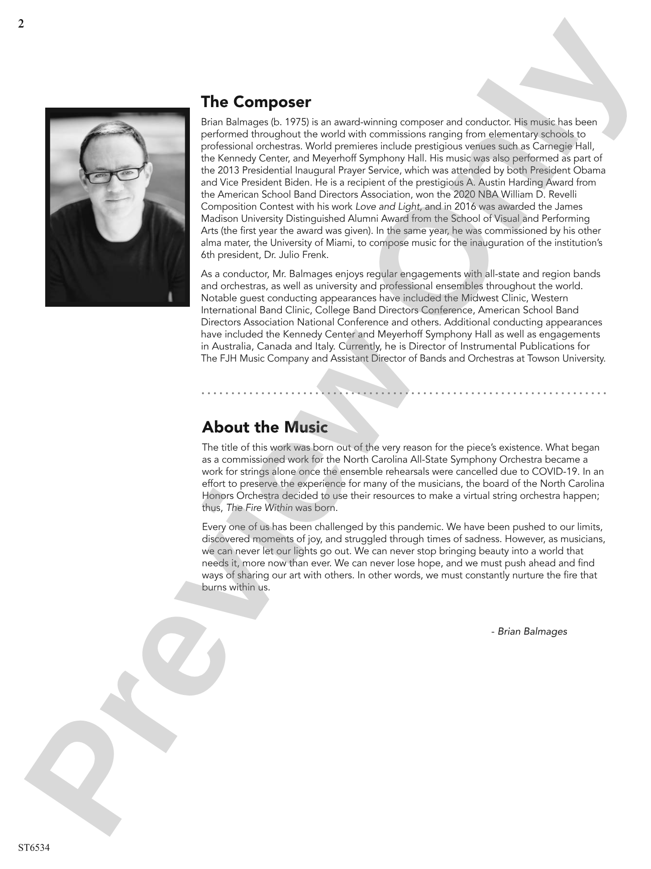 The Fire Within: String Orchestra Conductor Score & Parts