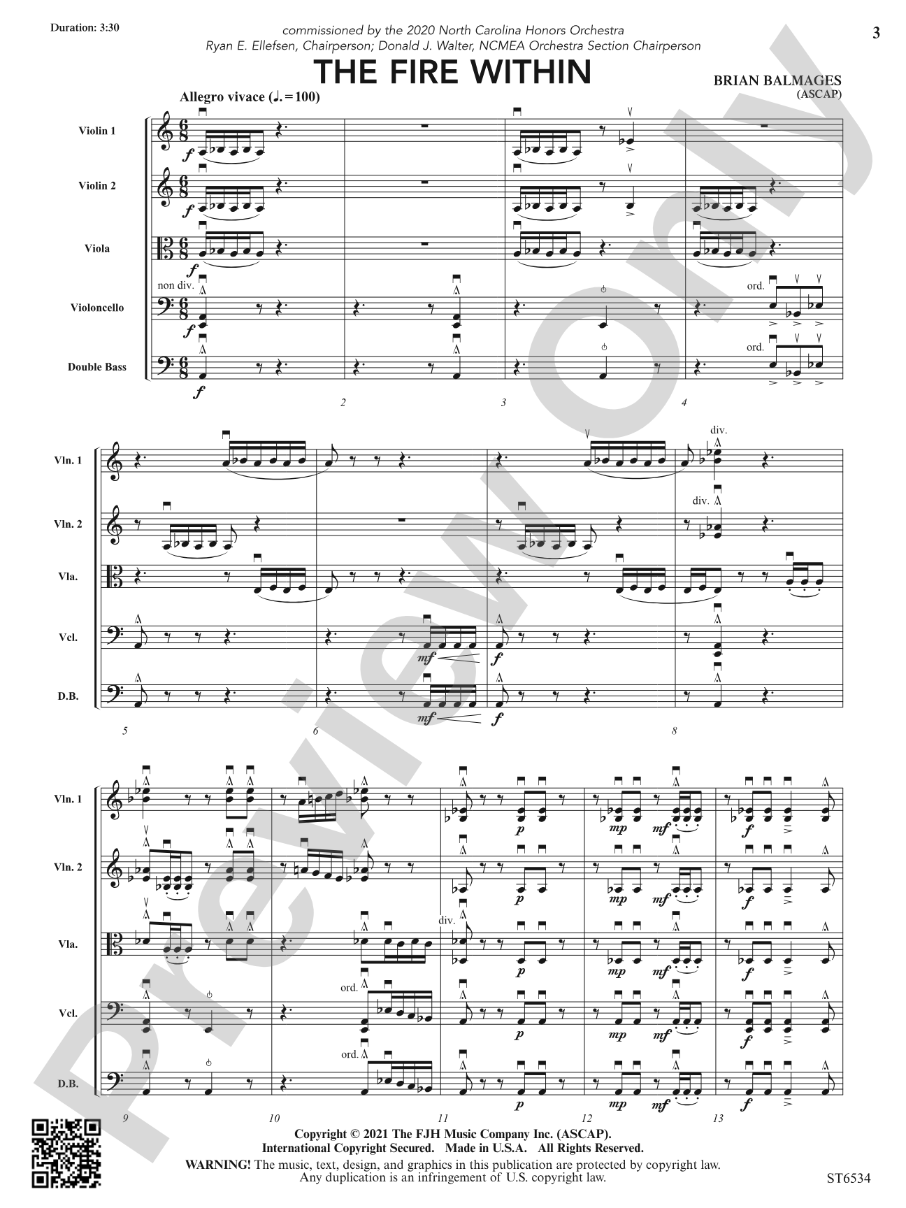The Fire Within: String Orchestra Conductor Score & Parts